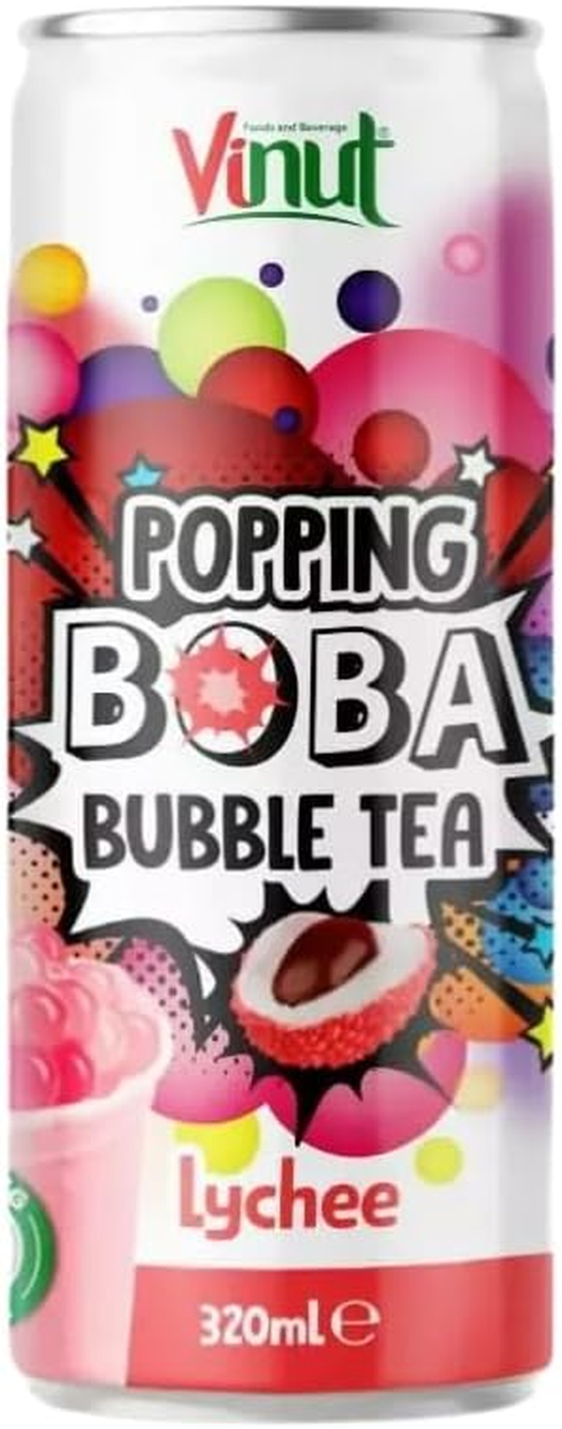 Vinut Popping Boba Bubble Tea Lychee Fl 320Ml 6 Pack image number 2