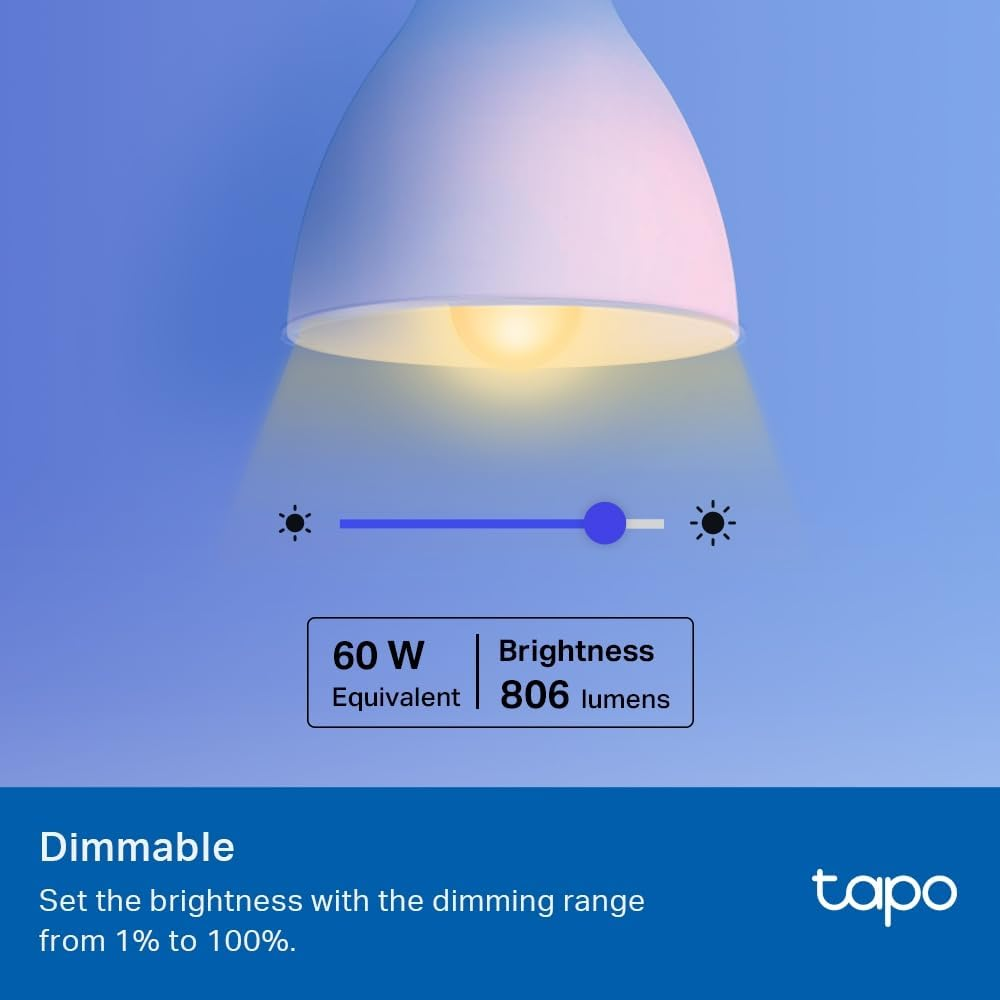 Tapo Tp-Link Smart Wi-Fi Light Bulb, 4-Pack, Multicolour, E27, 60W Equivalent, Schedule & Timer, Voice Control, Remote Control, No Hub Required (Tapo L530E(4-Pack)) image number 2