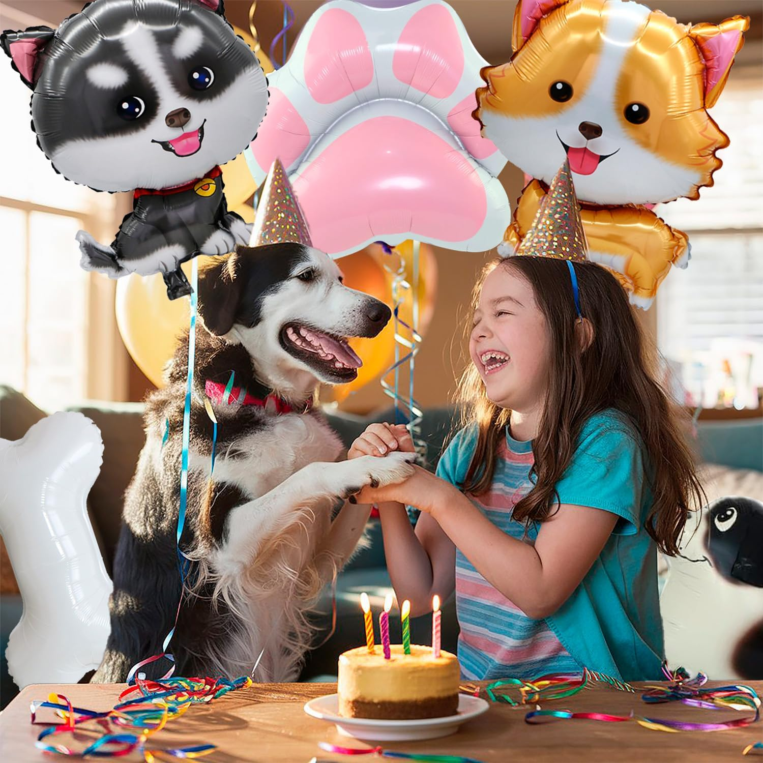 Dog Birthday Decorations Set - 7 Pcs Puppy Balloons, Paw & Bone Balloon for Dog Themed Party image number 2