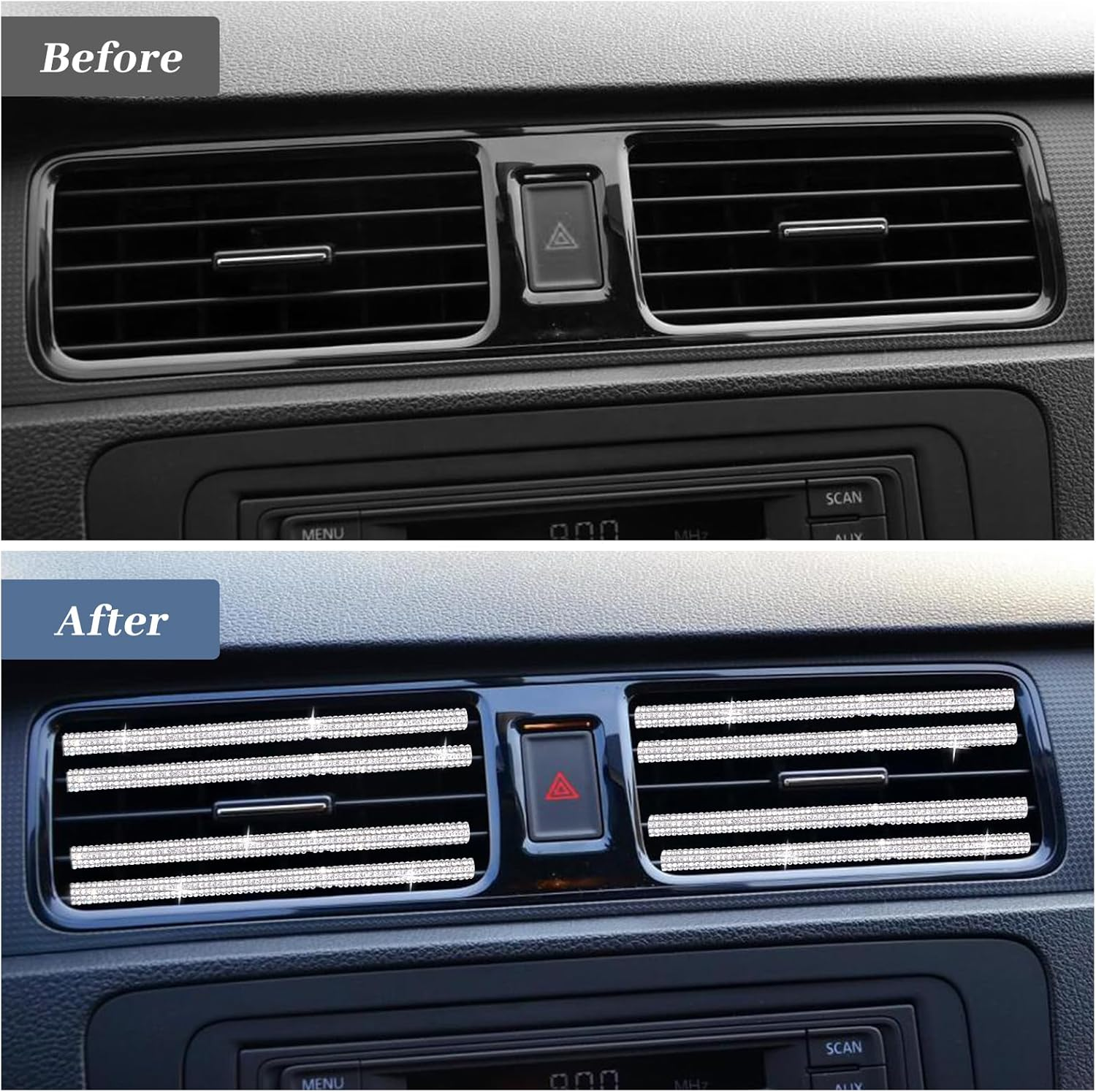 10PCS Bling Car Air Conditioner Decoration Strip for Vent Outlet, Rhinestone Car Air Vent Outlet Moulding Trim Strip, Bling Diamond Car Accessories Interior for Women and Girls image number 3
