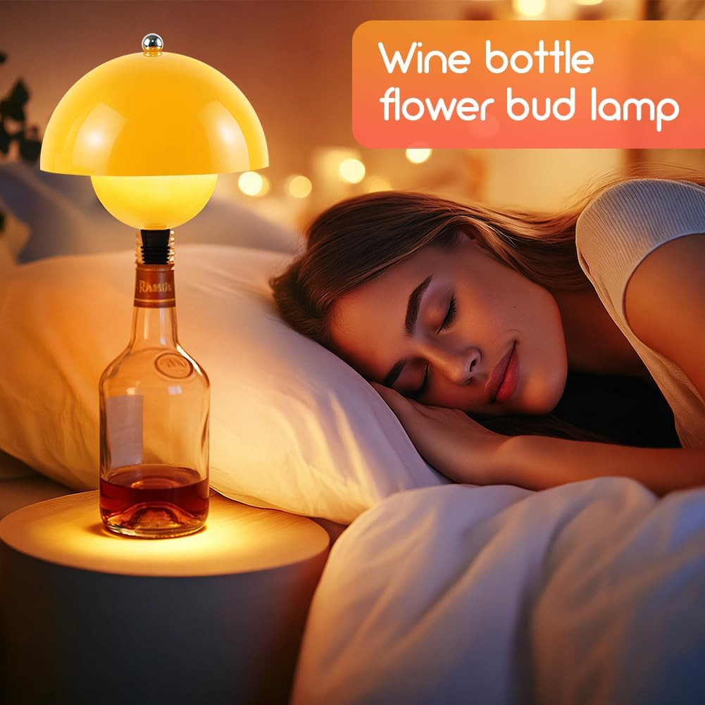 CEWROM Rechargeable Bottle Lamp Attachment LED Rechargeable, 3 Adjustable Colour Temperature Modes, Touch Bottle Lamp, Wireless USB Rechargeable Table Lamps, for Restaurant, Bedroom, Garden (Yellow) image number 3