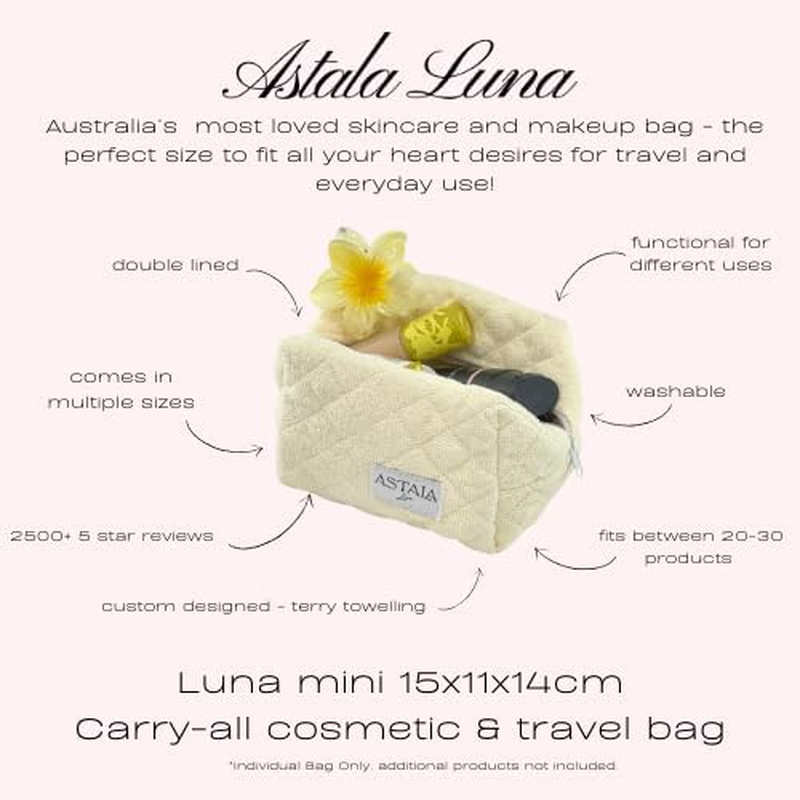 Astala Luna Luna Mini Carry All Cosmetic Travel Bag Mini Beige, Yellow, White