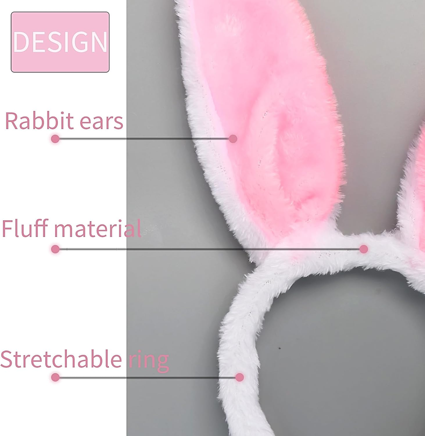 Rabbit Plush Ears Headband Easter for Kid'S Party, Bunny Hairbands Easter Bunny Ears Headband Plush Hairband Soft Touch Bunny Ears Hair Bands for Kids Girls Party