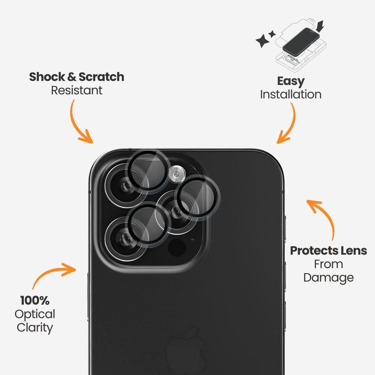 EFM Camera Lens Armour for Apple Iphone 16 plus - Clear