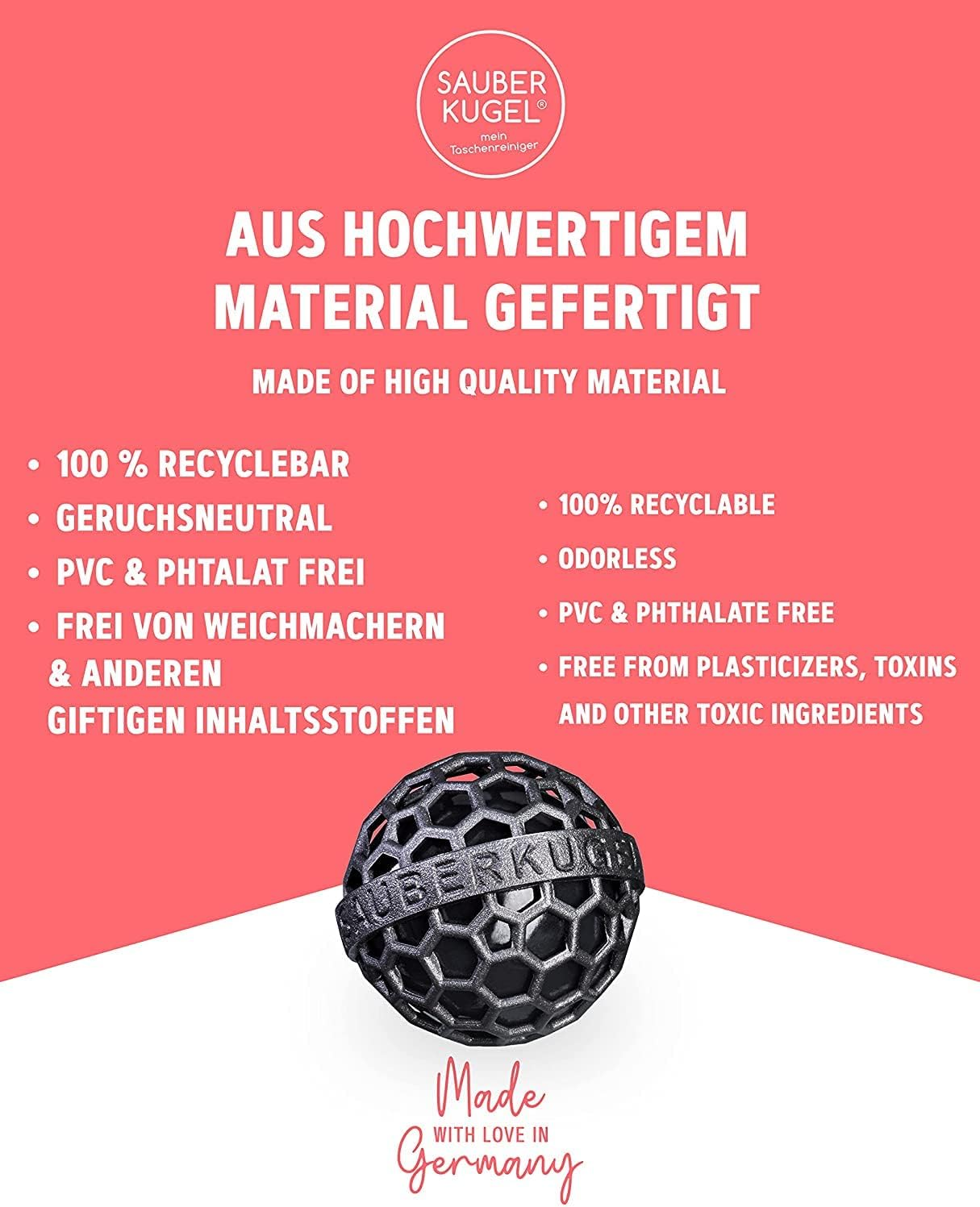 Sauberkugel - the Clean Ball - the Clever Way of Cleaning Purses, Bags, Backpacks and School Bags image number 3