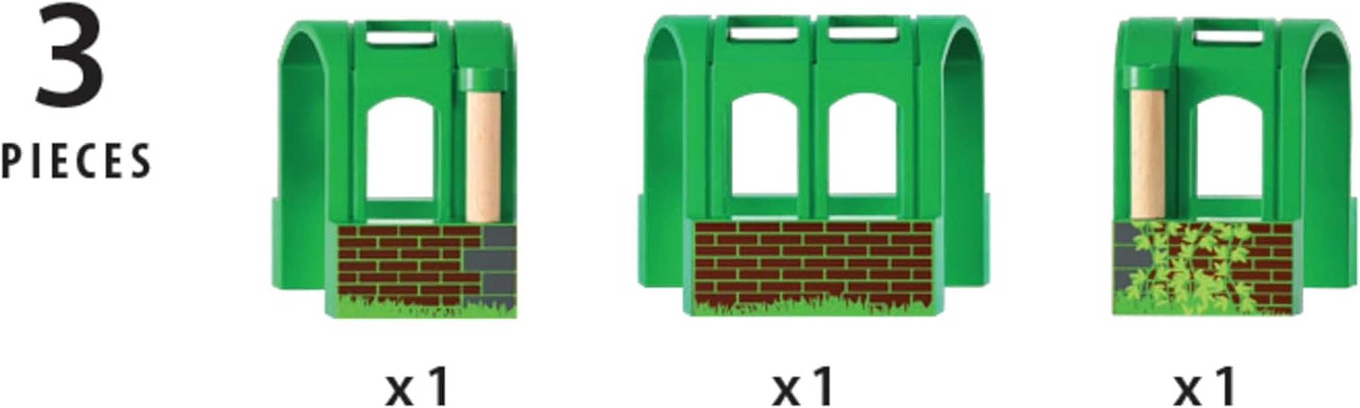 BRIO World 33709 Flexible Tunnel 3 Pieces, Bendable Wooden Railway Tunnel Accessory, Compatible with BRIO World Train Sets, Kids Age 3+ image number 3