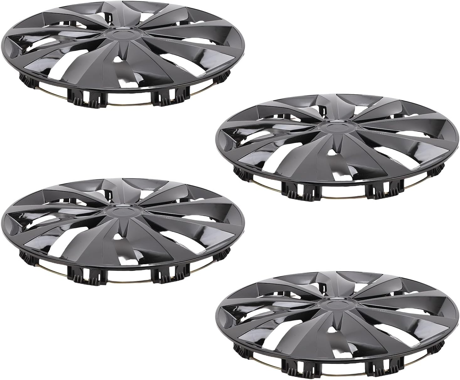 Jiawu 15 Inch Hubcaps Set of 4, Automotive Wheel Tire Covers Accessories, Wheel Hub Caps for Cars, Trucks, SUV, ABS, Quick Installation, Universal Fit on Any 15 Inch Steel Wheel (Black) - Black image number 2