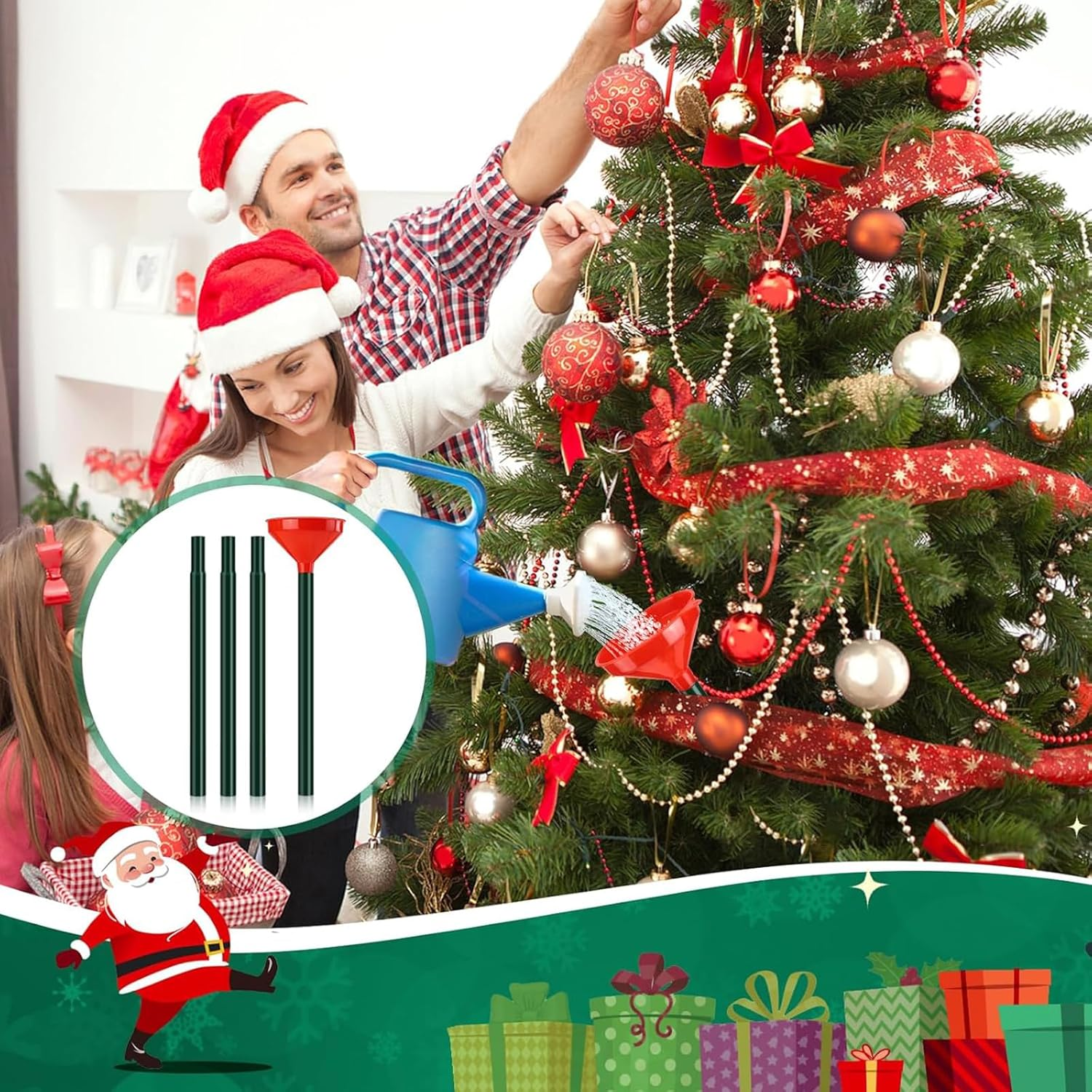 1 Piece 126.5 Cm Christmas Tree Watering Funnel, Stainless Steel Watering System with 11.5 Cm Wide Spout for Indoor and Outdoor Large Trees image number 4