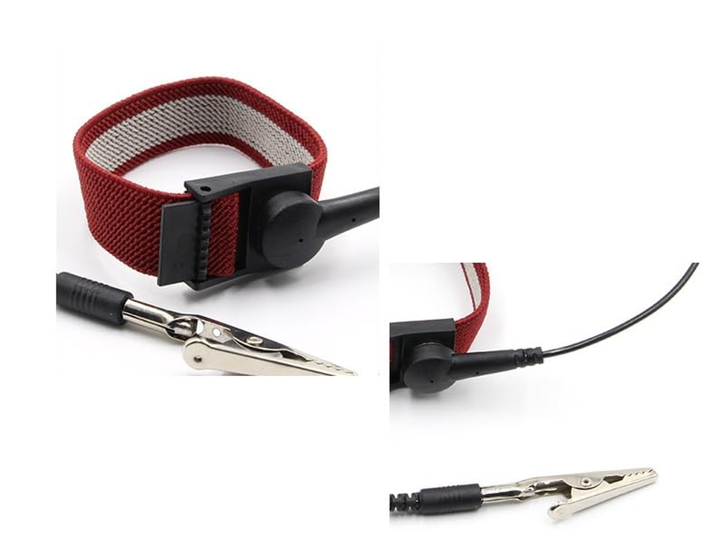 Anti Static Wrist Strap with Grounding Wire & Alligator Clip | Reusable ESD Bracelet for Electronics, PC Build, Computer Repair | Adjustable Conductive Wristband for Static Discharge Protection image number 3