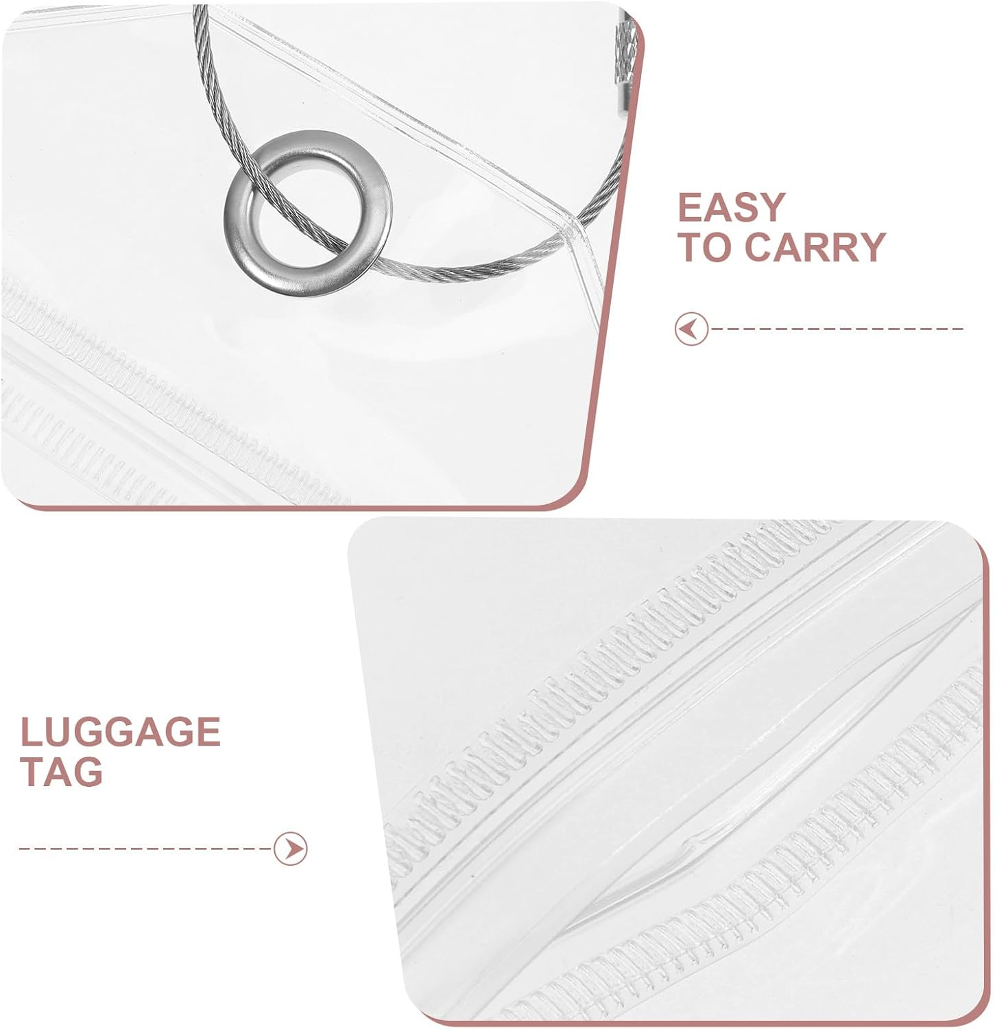 HIAKDOFT 5Pcs Clear Luggage Tag Holder with Steel Ring for Travel Bags Suitcases Sports Gear and Pet Carriers PVC Id Case for Cruises Weddings Easy Attach Detach Organizer image number 5