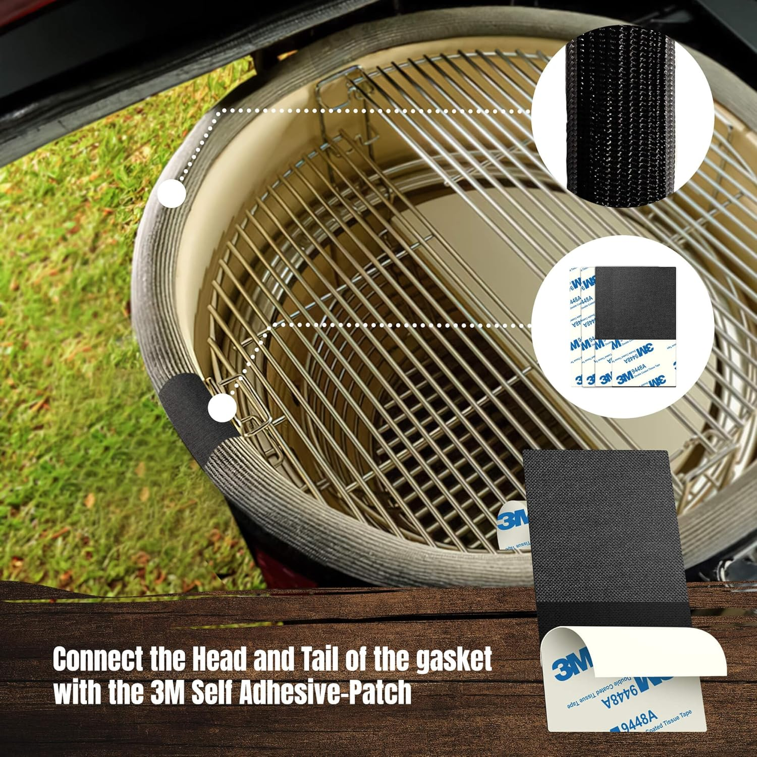 Wire Mesh Gasket Compatible with Kamado Joe - 180" Fiberglass Kamado Joe Gasket Replacement Kit - Fit for Big Green Egg - Kamado Joe Accessories & Replacement Parts - Smoker Gasket Seal by Smoker Chef image number 5