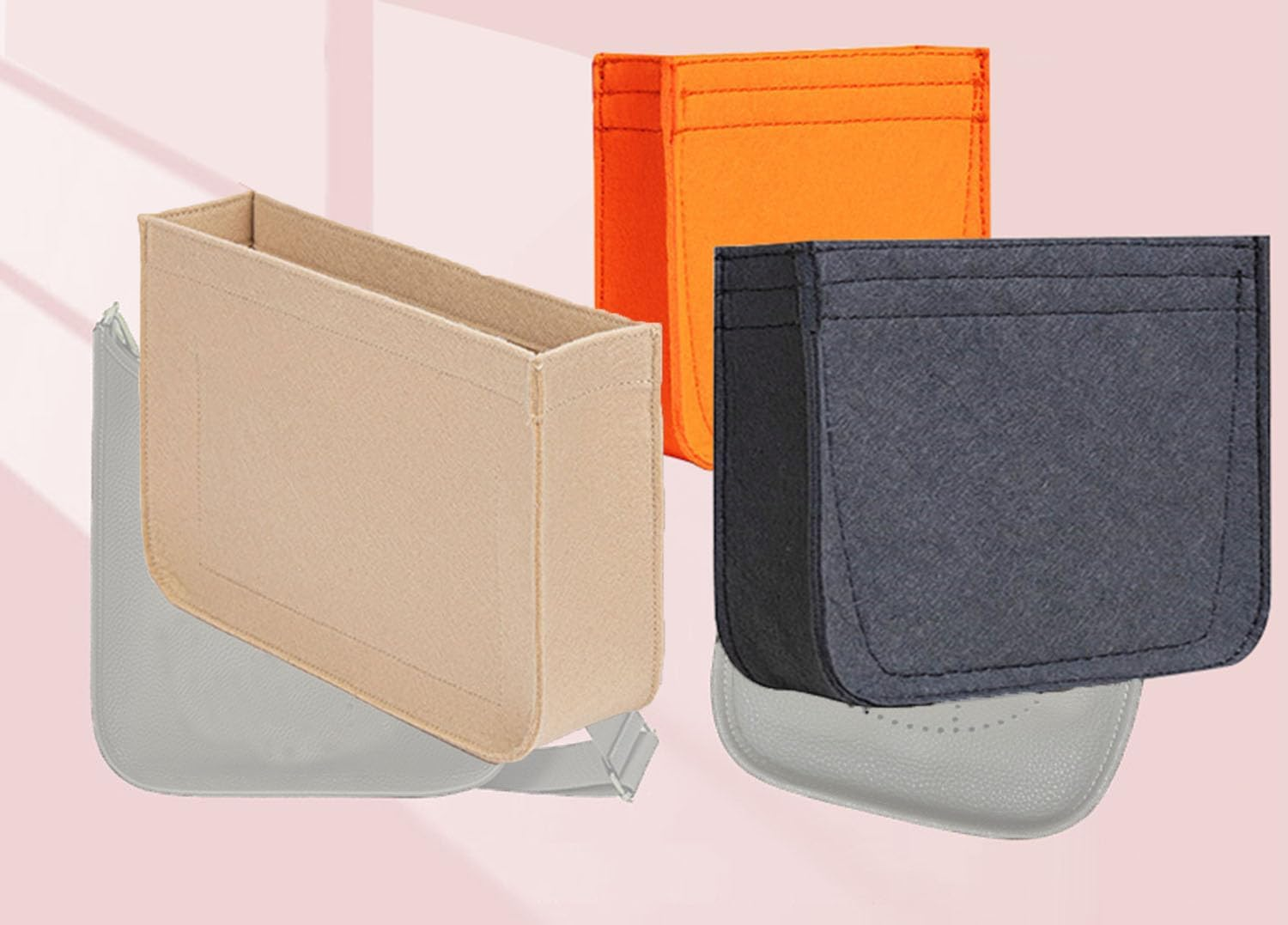 Lckaey Felt Organizer- for TPM Bag Evelyne III 16 Bags Insert- Handbag Insert Purse-1003Brown-S image number 2