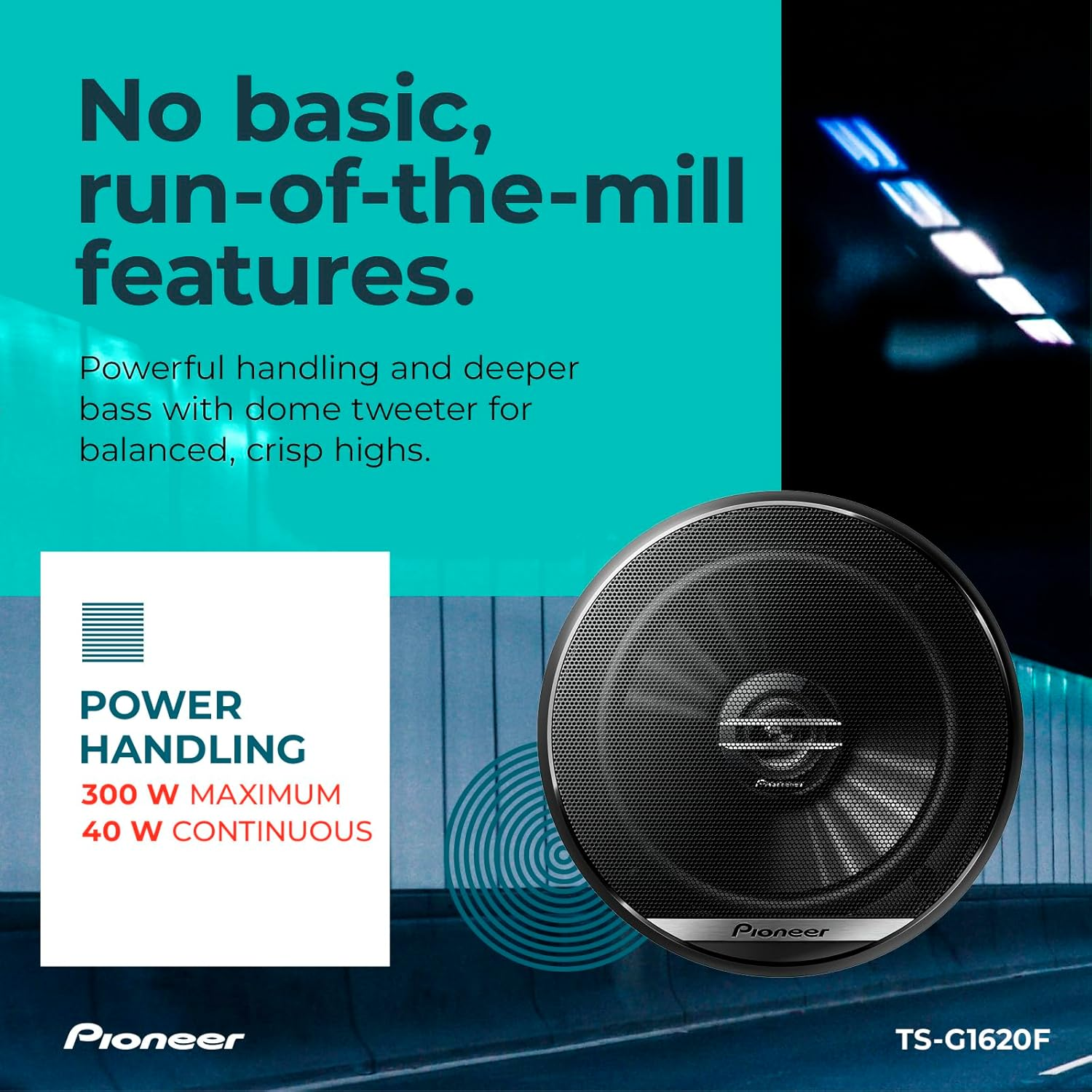 Pioneer TS-G1620F 6-1/2" 2-Way Coaxial Speaker 300W Max. / 40W Nom., 12.90In. X 7.40In. X 3.20In., Black image number 1