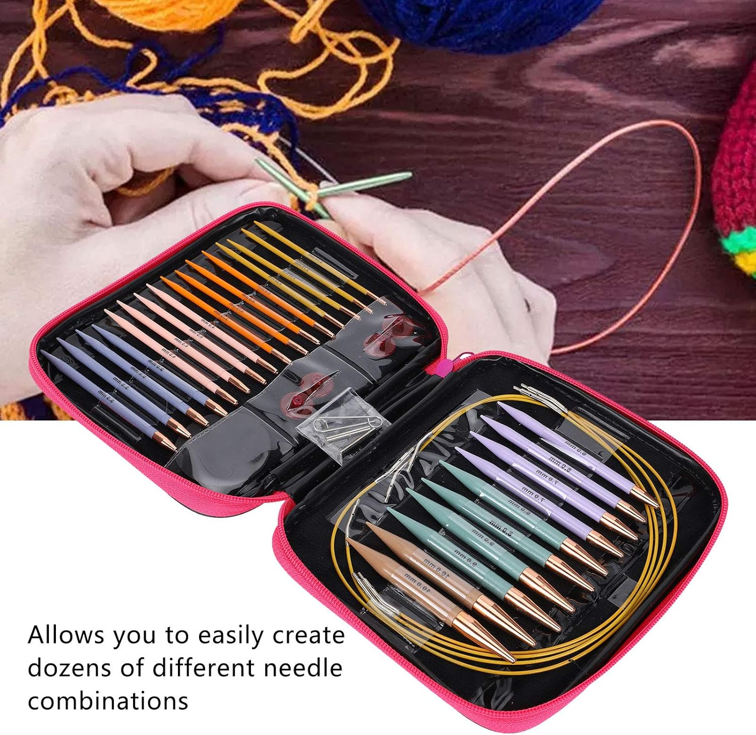 Crochet Needles Set, 13PCS Crochet Hooks Kit with Storage Case, Multicolor Circular Knitting Needles, DIY Hand Craft Art for Women Beginners Housewives