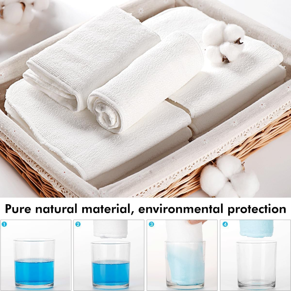 6 Pack Rayon Microfiber Inserts Liners for Adults Cloth Diapers for Incontinence Care, 4-Layer Washable Reusable Large Absorbent (White-Large) image number 5