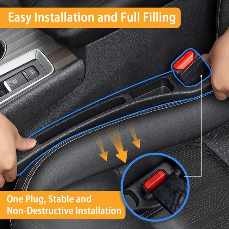 2 PCS Car Seat Gap Filler, Universal Car Seat Gap Organiser to Prevent Item Drops and Add Storage Space, Car Accessories for Cellphone Storage Slot, Car Accessories Interior for Keys Wallets(Black) - Brown image number 3