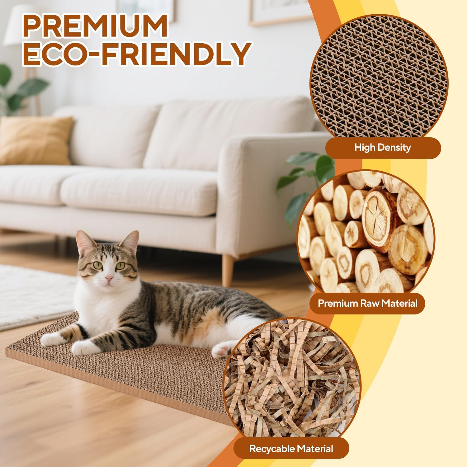 LIFLIX 7PCS Reversible Cat Scratch Pads with Box, Cat Scratch Boxes for Indoor Cats，42 X 32 X 15 CM Extra Large Cardboard Scratcher with Catnips image number 2