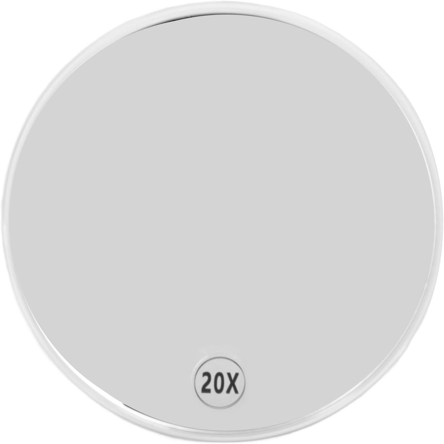 Space Saving 20X Magnifying Mirror with Strong Suction Cups for Facial Care, Portable round Makeup Mirror for Travel, Abs/Glass (White) - White image number 6