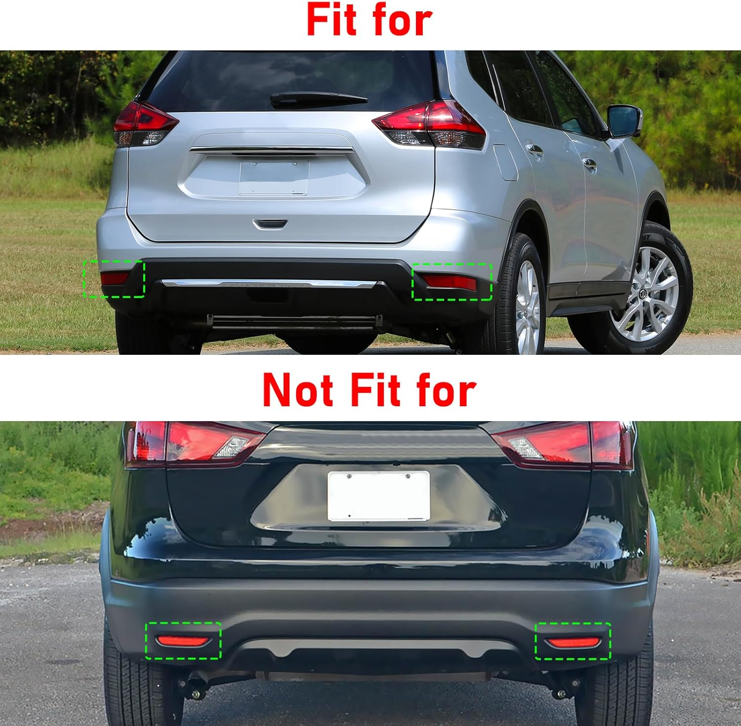 Compatible with Nissan Rogue Rear Bumper Reflector 2017-2020,Left Driver & Right Passenger Side Red Marker Trim Replace for 265656Fv0B,265606Fv0B,Back Reflectors Light W/O Bulb image number 1