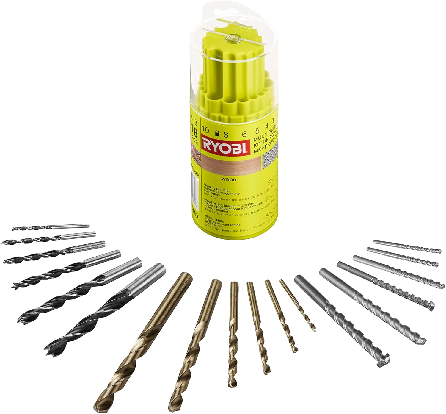 Ryobi Set of 18 Mixed Drill Bits image number 1