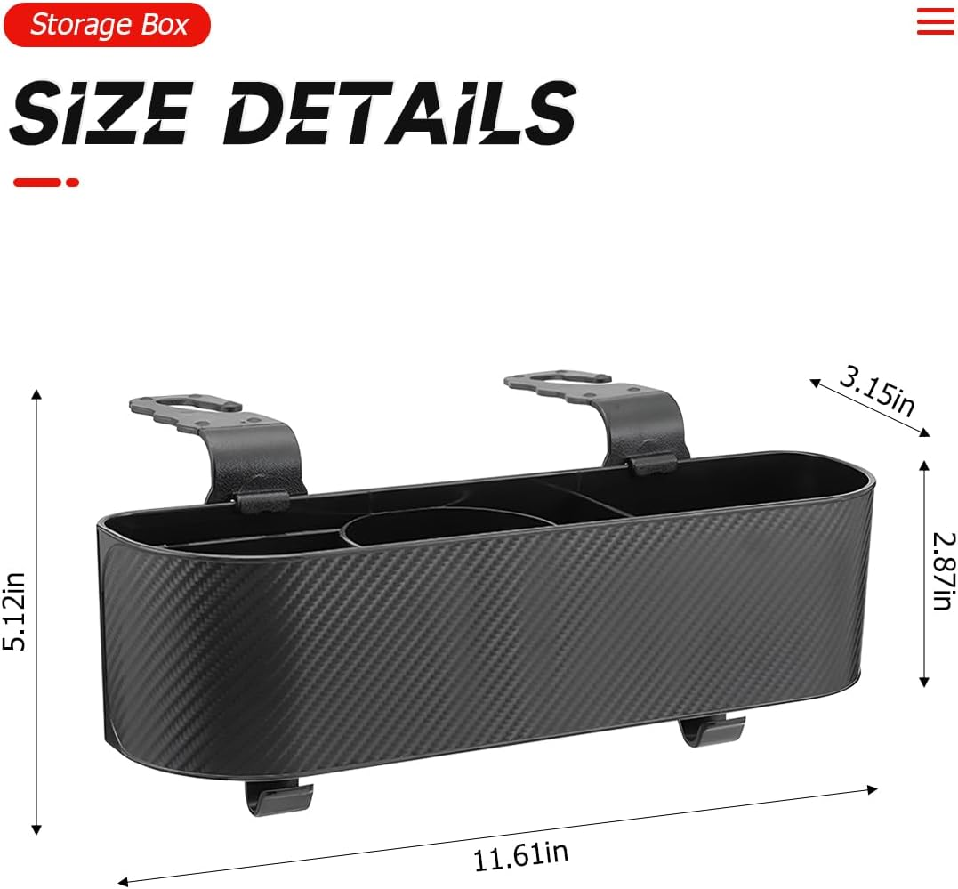 BELOMI Car Headrest Backseat Organizer with Cup Holder, Seat Back Hanging Storage Box with Hooks, Multi-Functional Drink Pocket Food Snack Phone Tray for Kids, Car Travel Accessories (Black) image number 5