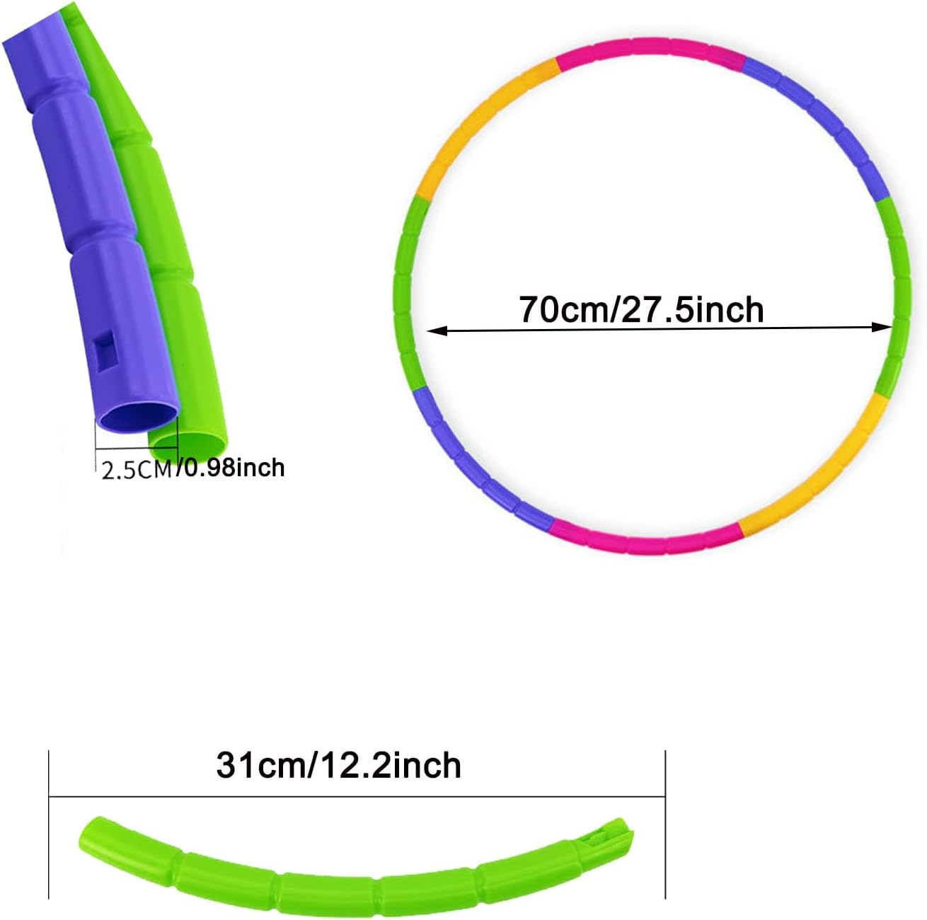 8 Knots Exercise Hoops Set for Kids,Adjustable Detachable Fitness Toys for Gymnastics,Dance, Games and Pet Training-27.5Inches,Suitable for Fitness,Bodybuilding,Weight Loss image number 6