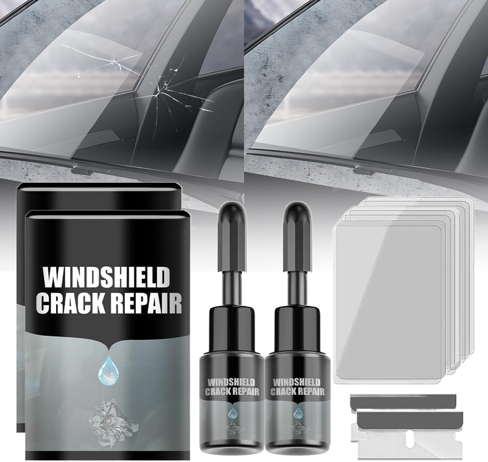 Windshield Crack Repair Fluid Car Window,Nano Glass Repair Fluid, Windshield Repair Kit Automotive Windscreen Tool, Glass Repair Fluid for Fixing Chips and Star Shaped Crack(2 Pack) ﻿ image number 2