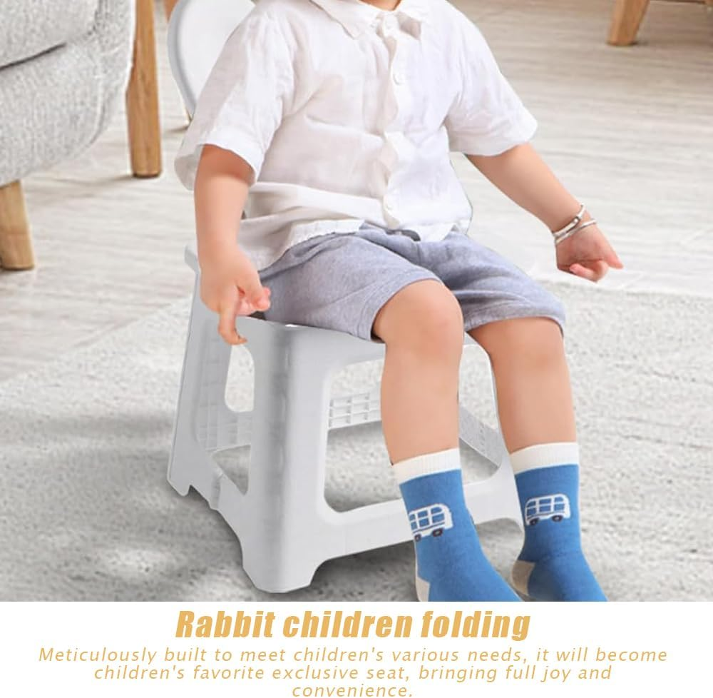 Kids Back Folding Stool,Kindergarten Learning Stools,Rabbit Shape Chair,Stepping Stool,Multifunctional Bathroom Stool,Stool with Carrying Handle,For Children image number 4