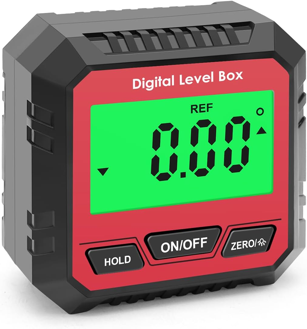 QUMOX Digital Angle Gauge Magnetic Protractor Inclinometer Level Angle Finder Angle Cube Level Box with Magnetic Base and Backlight (Red) image number 5