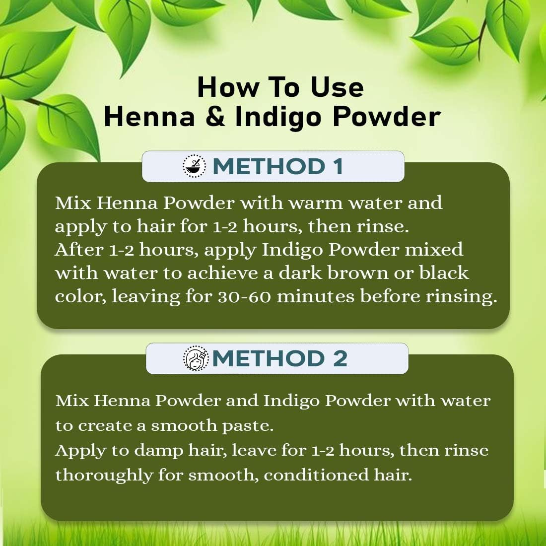 Mi Nature Hair Dye DIY Combo | Henna & Indigo Powder with Applicator |From Pure Dried Leaves| Sourced from Rajasthan for Black or Brown Colour |100G (Each)(Pack of 2)