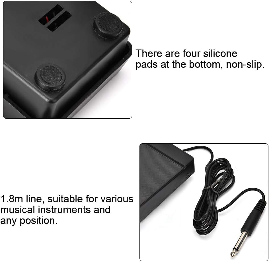 Non-Slip ABS Sustain Pedal, Electronic Piano Pedal, Keyboard Pedal, 6.35 for Electronic Keyboard Piano Sturdy Home Long Service Time image number 2