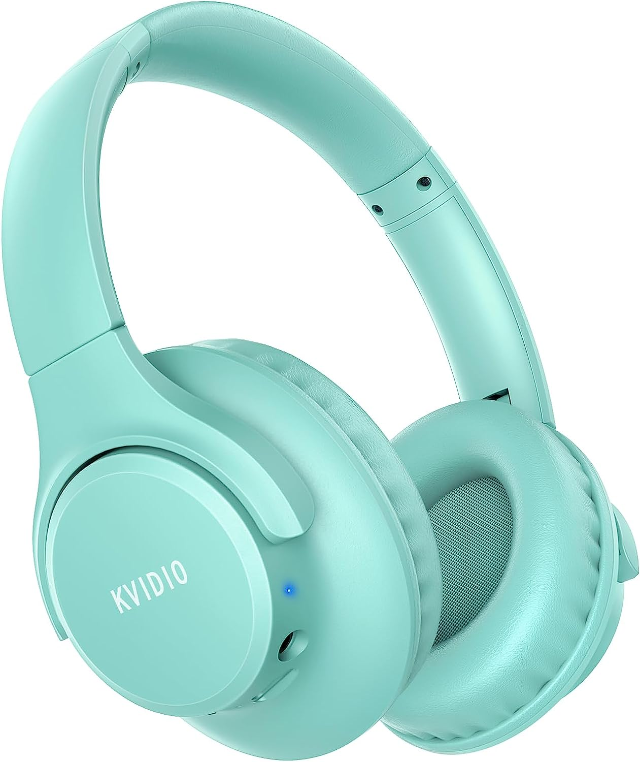 Bluetooth Headphones over Ear,Kvidio 55 Hours Playtime Wireless Headphones with Microphone,Foldable Lightweight Headset with Deep Bass,Hifi Stereo Sound for Travel Work Laptop PC Cellphone (Blue)