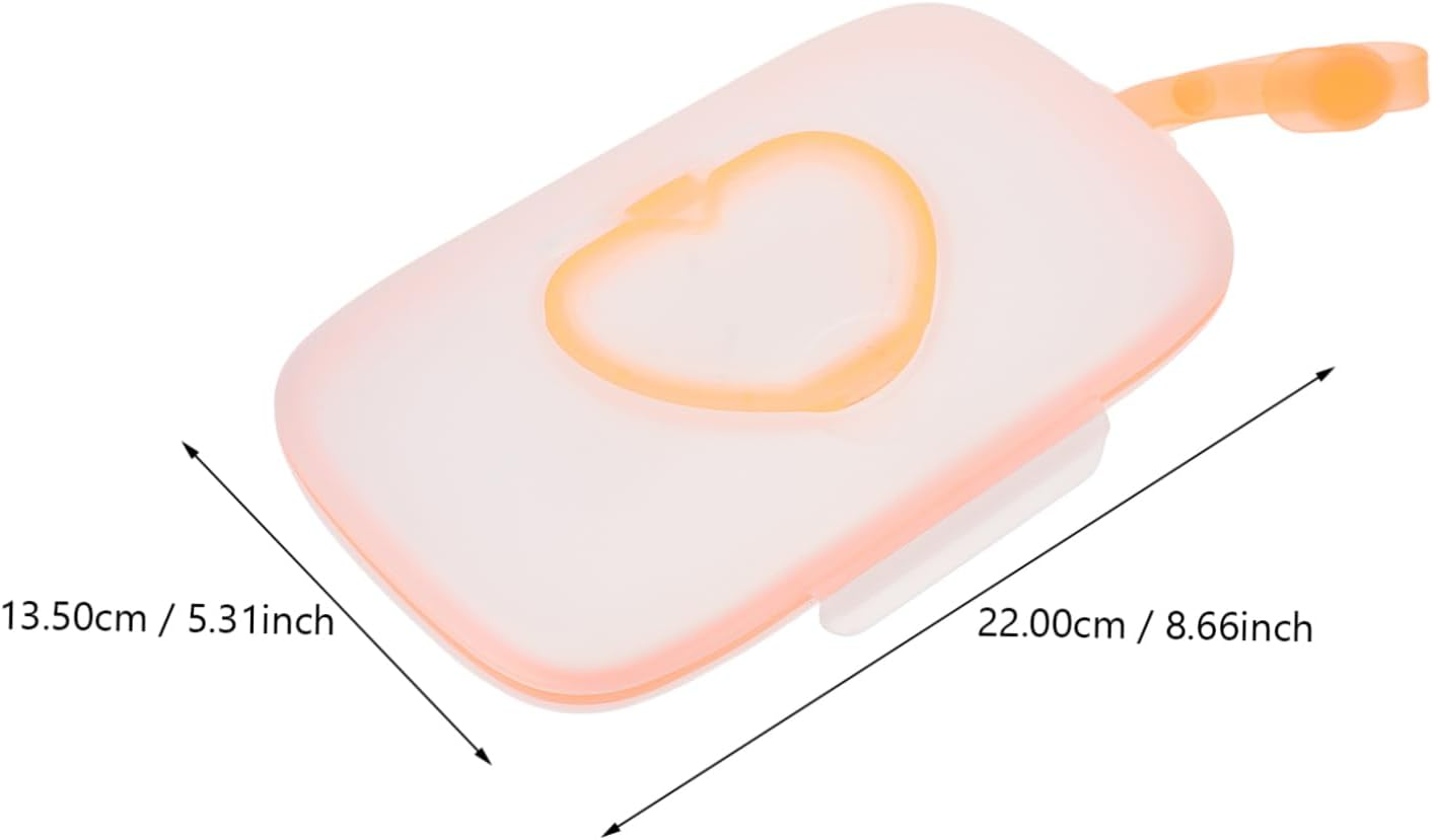 Portable Baby Wet Tissue Box Hanging Case Lid, White and Orange Infant Wipes Holder for Outdoor Travel and Home Use