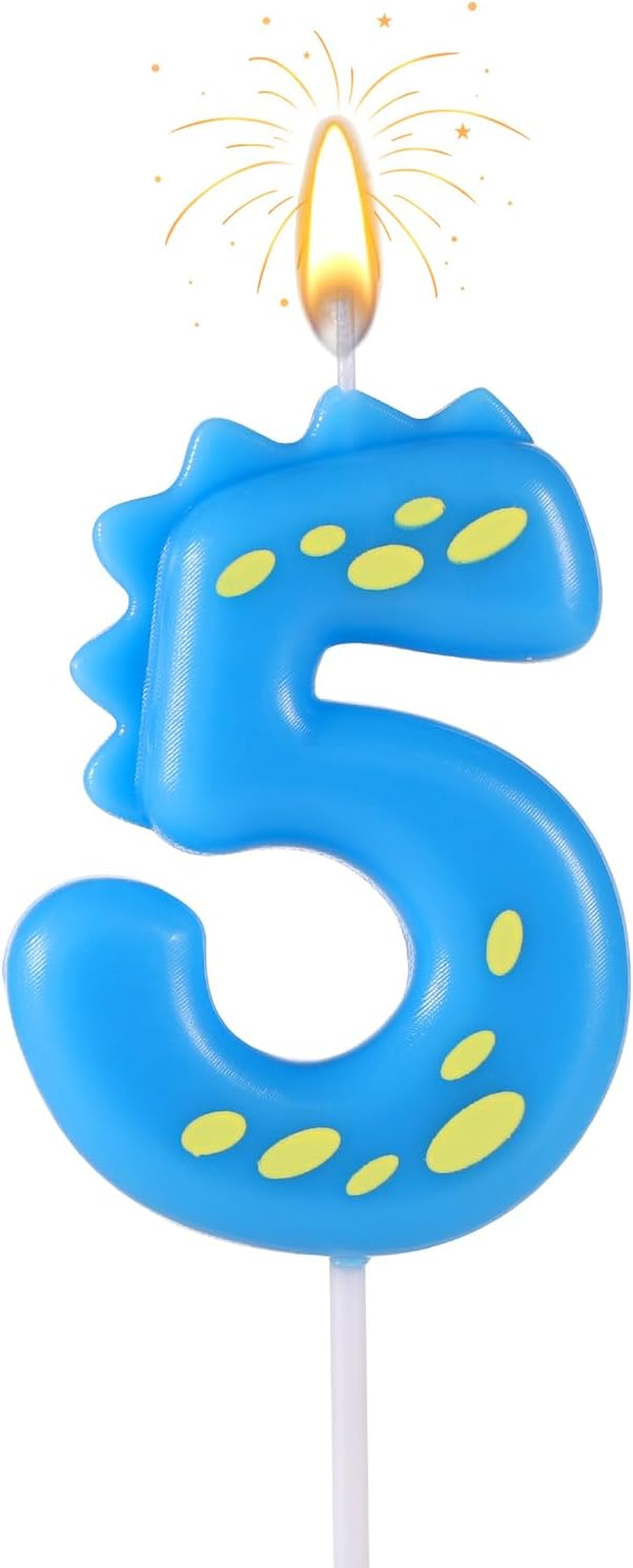 Birthday Number Candles, 5.51 Inch Cute Dinosaur Number Candle Happy Birthday Cake Toppers Decorations for Boys Girls Kids Adults Dino Theme Party Anniversary Celebration Supplies (Number 5) image number 2
