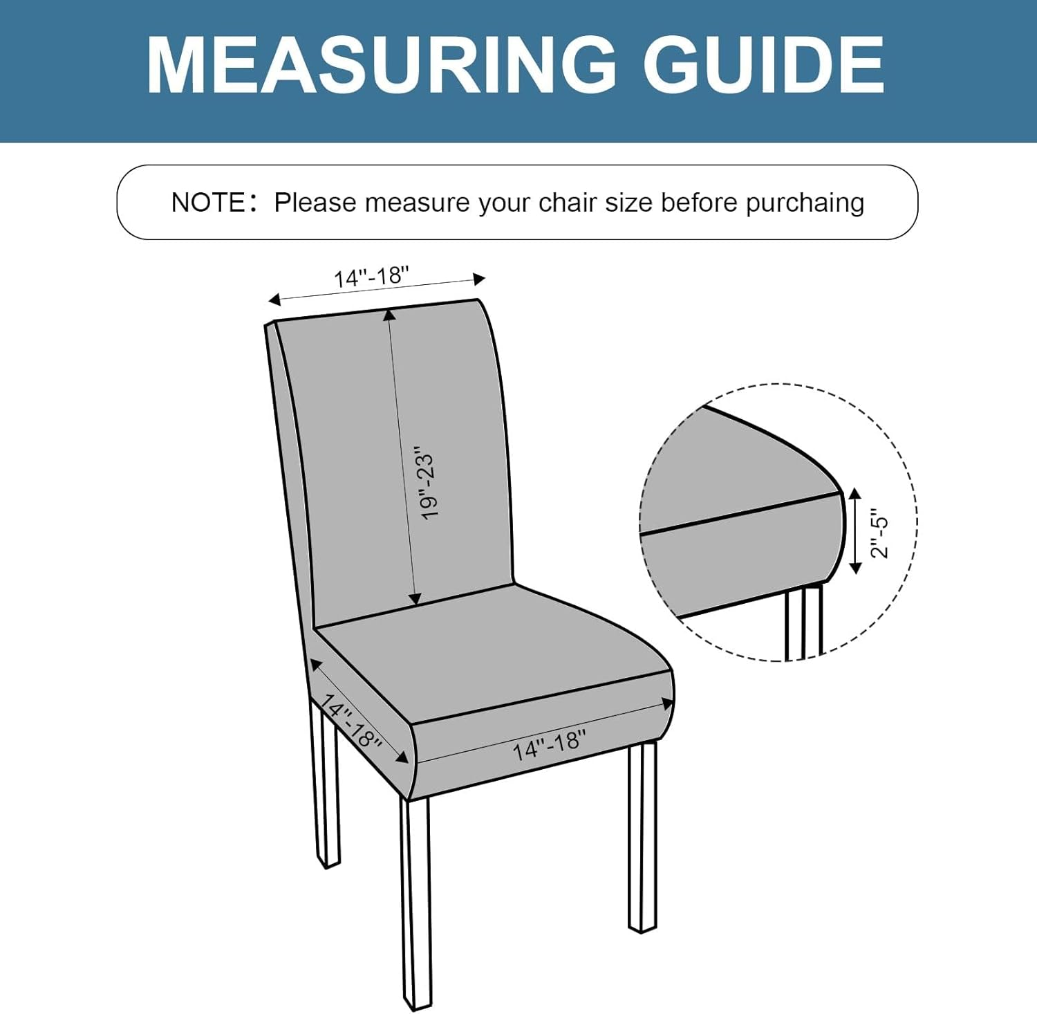 Waterproof Chair Covers Set of 6 Stretch Washable Armless Chair Slipcovers for Dining Living Room,Hotel, Banquet (Navy Blue) image number 3