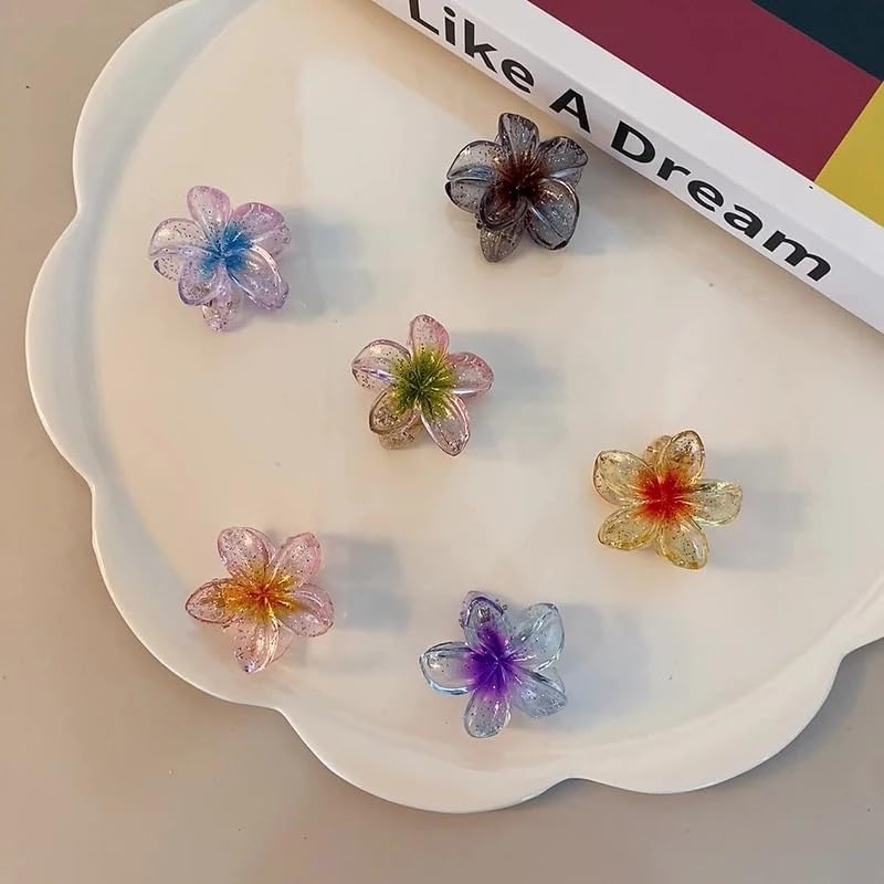 Hair Claw Clips Fashion 4CM Plastic Flower Small Hair Claw Hairpin Candy Color Monochromatic Hair Clip Headwear Hair Accessories image number 4