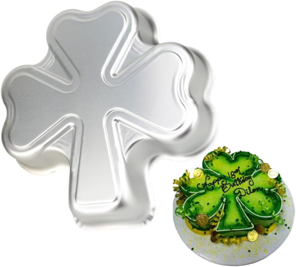 9 Inch Novelty Shamrock Cake Pan Clover Mould with Material of Aluminum 3D DIY Cake Baking Pan for St. Patrick'S Day, Birthday, Anniversary, Party, Christmas image number 2