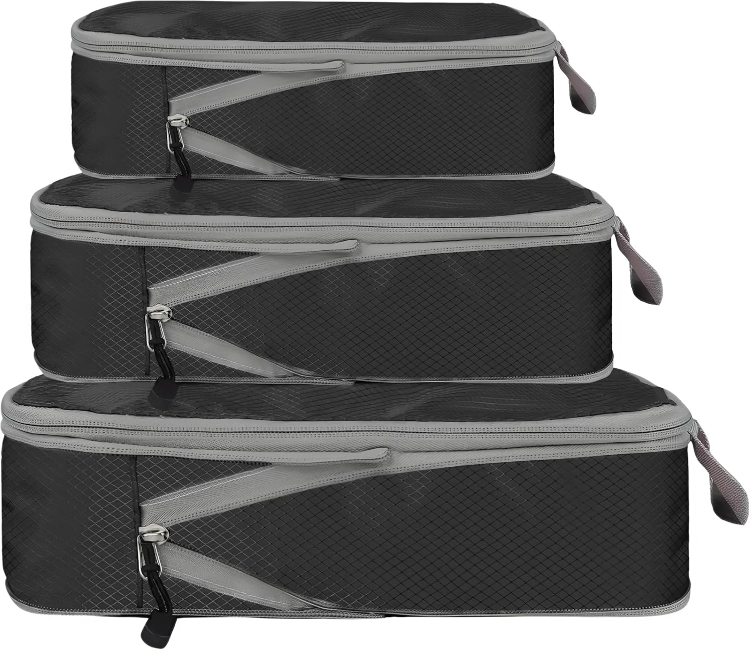 Spendeal 3PCS Compression Packing Cubes for Travel Packing Organisers Vacation with Double Smooth Zipper, Luggage Suitcase Organizer Bags, Expandable Packing Organizers (Black)