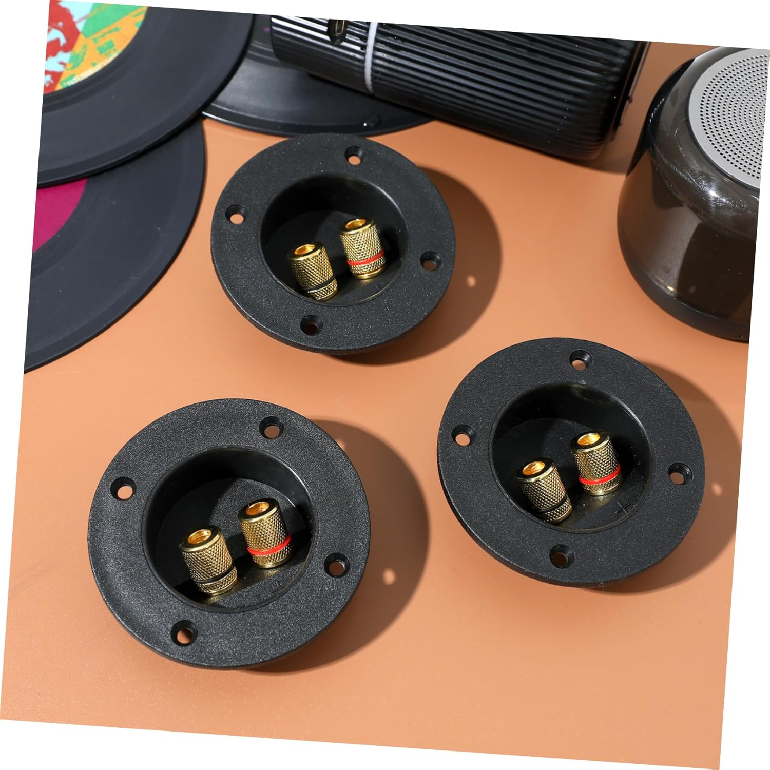 Angoily 5Pcs round Speaker Terminal Binding Post Copper Connectors for DIY Home Car Audio Subwoofer Speaker Wiring Hifi Sound System Installation image number 2