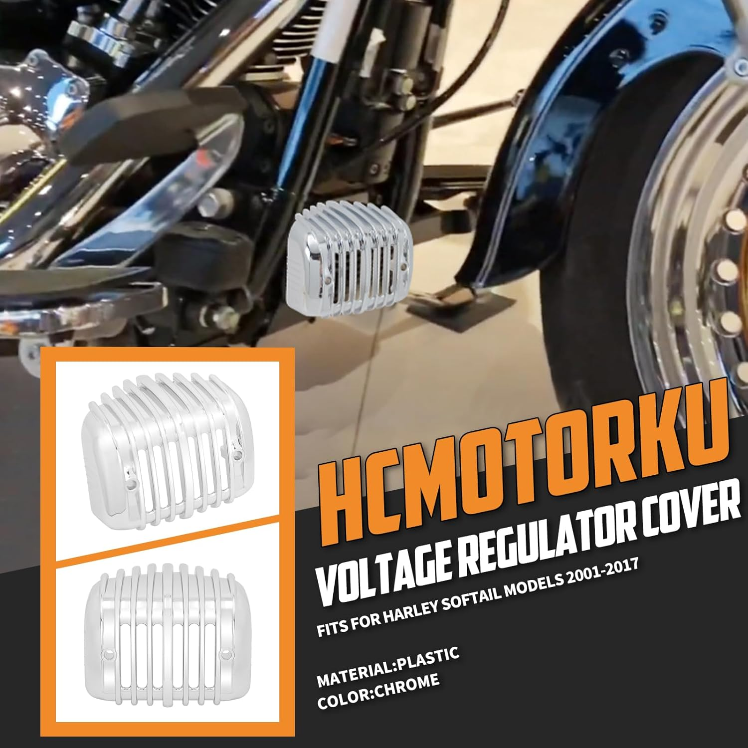 Voltage Regulator Cover Trim Fairing Protector Fit for Harley Softail FXS FXSB FLSTSB FXSTC 2001&ndash;2017 Chrome Guard Accessory for Motorcycle Engine Front Protection image number 5