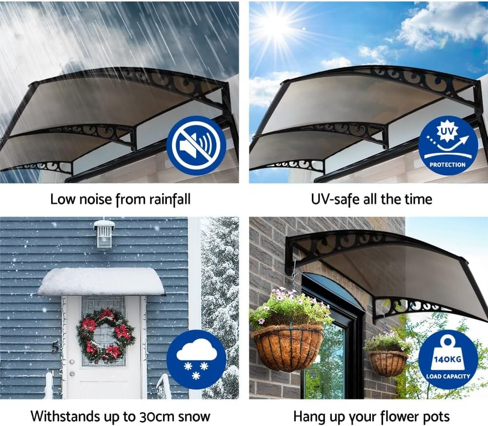 Instahut Window Door Awning? 1Mx6M Brown Hollow Sheet Plastic Frame image number 1