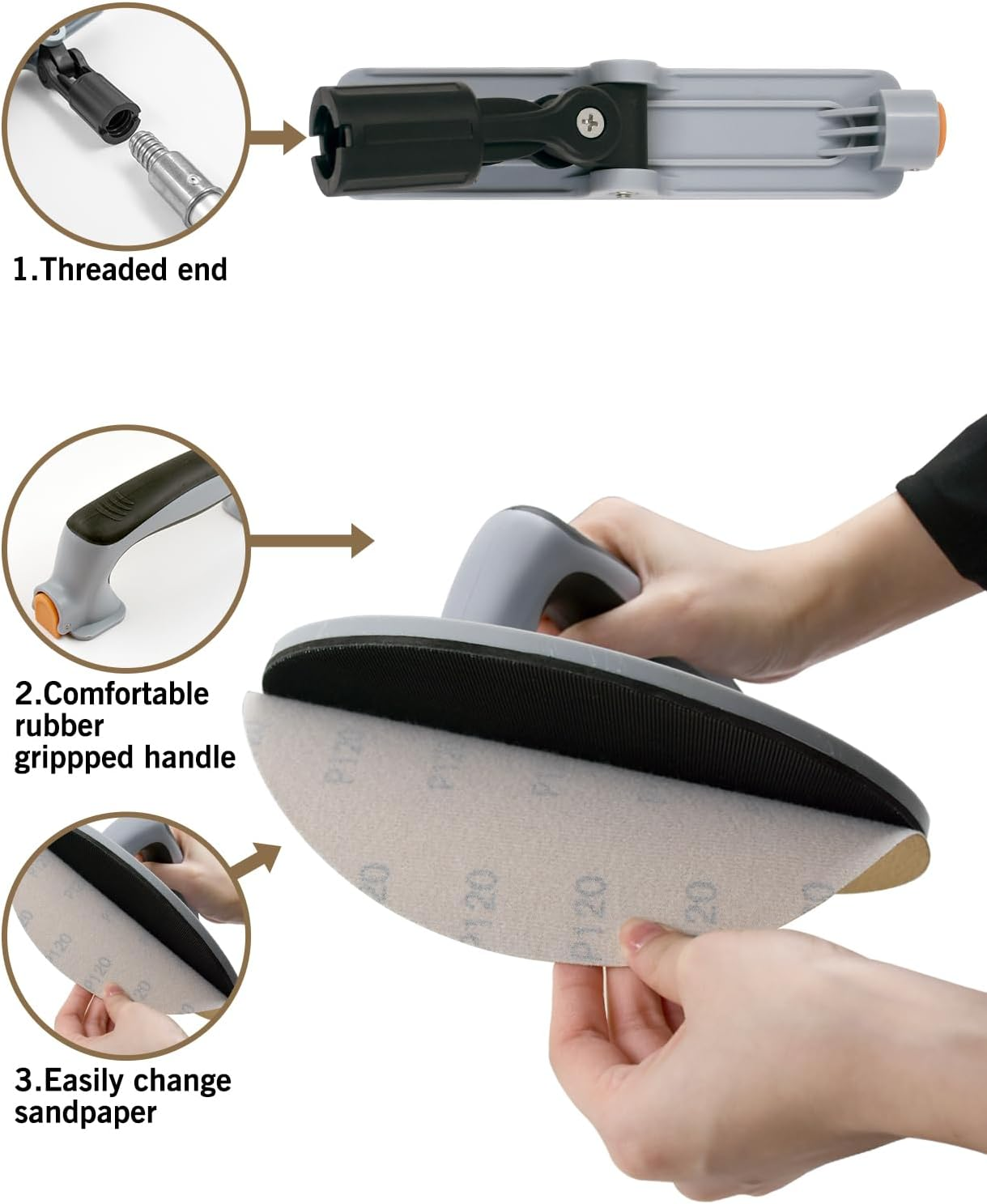 ROLLINGDOG 9" Sandpaper Sheets - 6 Each #80#120#240(18 Total),Hook&Loop Sanderpaper for Wood Metal or Other Surfaces(For ROLLINGDOG Corner Sander) image number 6