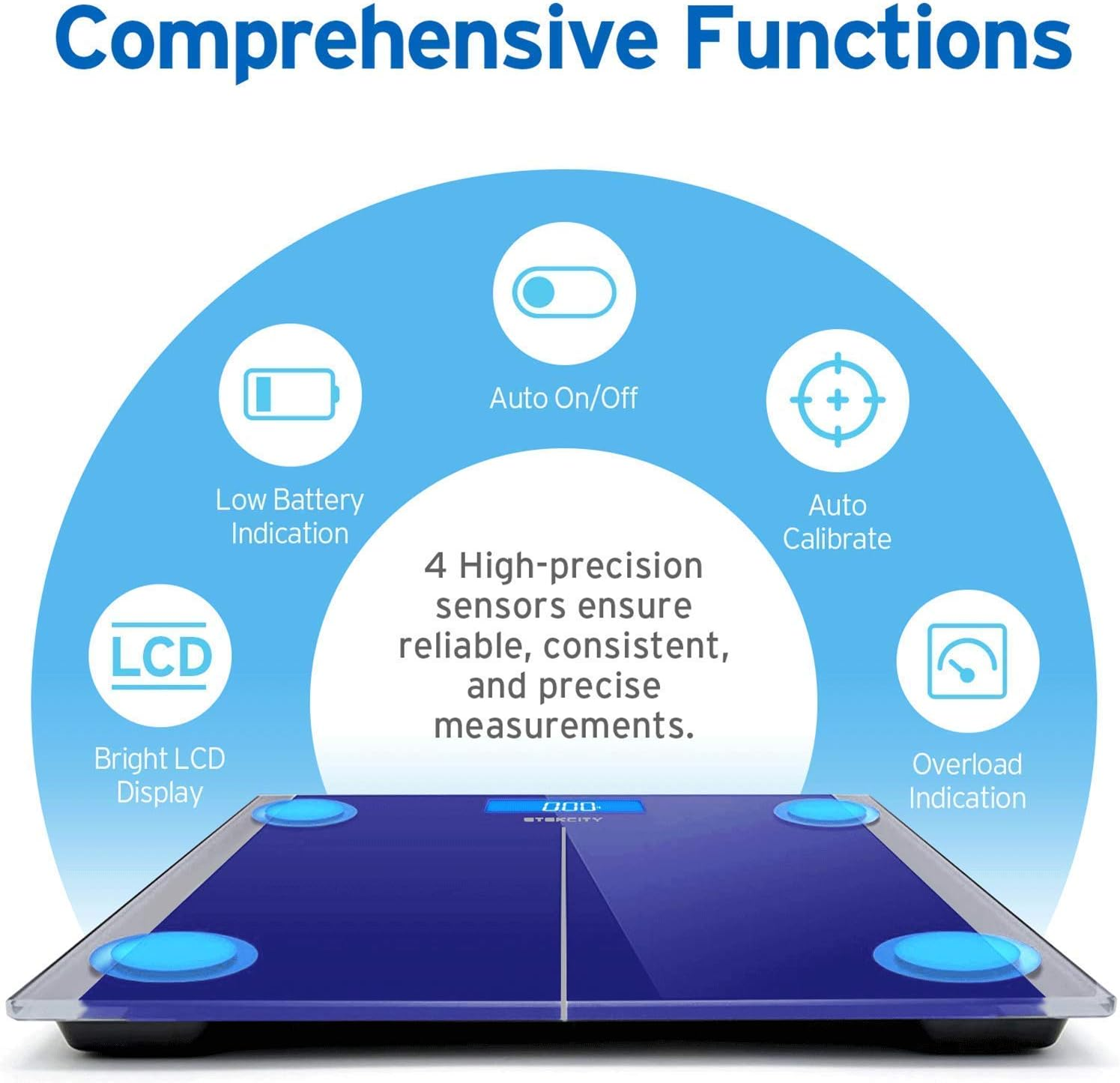 Etekcity Digital Body Weight Bathroom Scale with Step-On Technology, 400 Lb, Body Tape Measure Included, Elegant Blue - Sliver image number 4