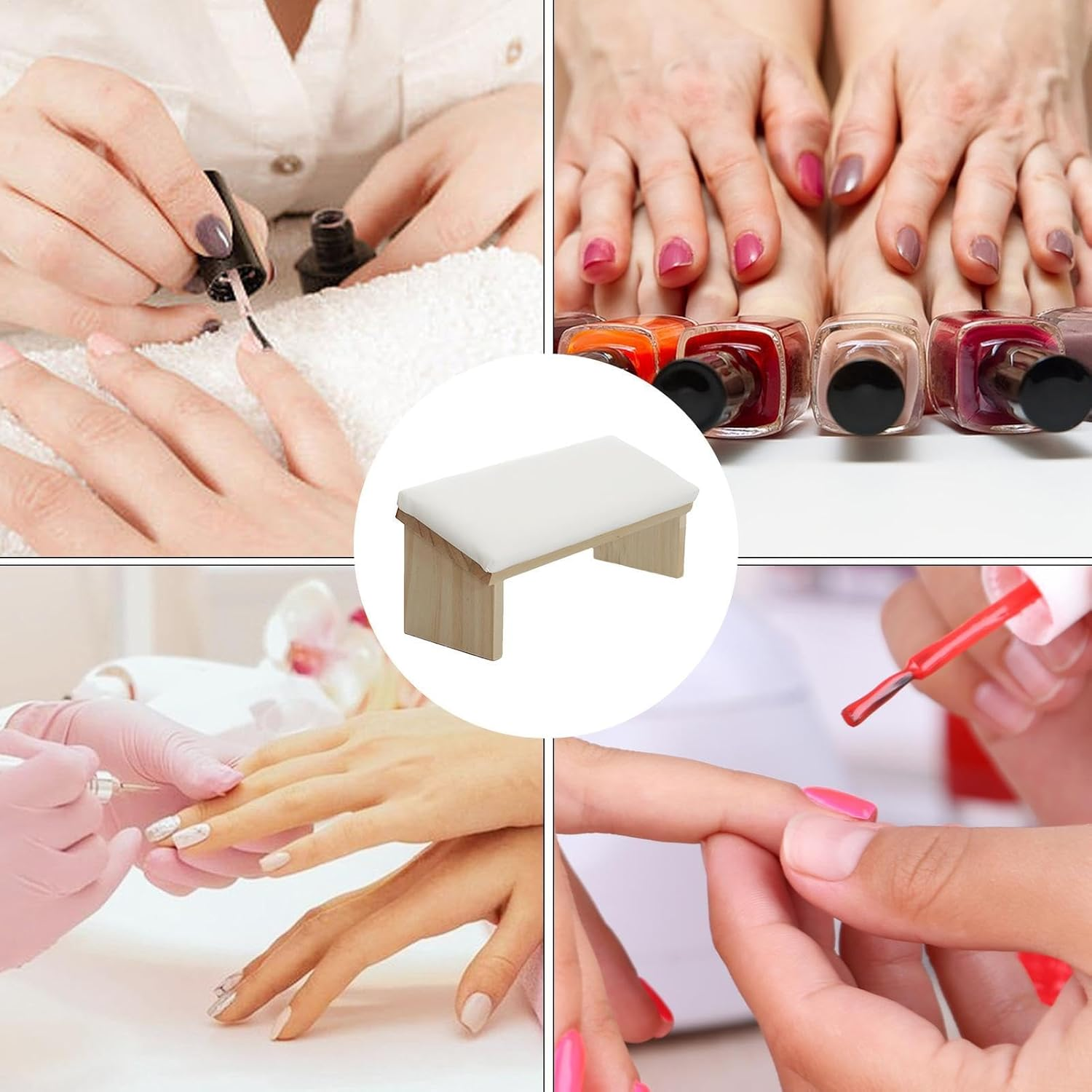 Arm Rest for Nail Technology - Wood Design Design Pave Manicure Pave Wood PU Leather | Comfortable Angled Hand Pillow for Nail Polishing, Ro Art Stand - [Hand Pillow No. 17] Inclined Pillow - Black image number 4