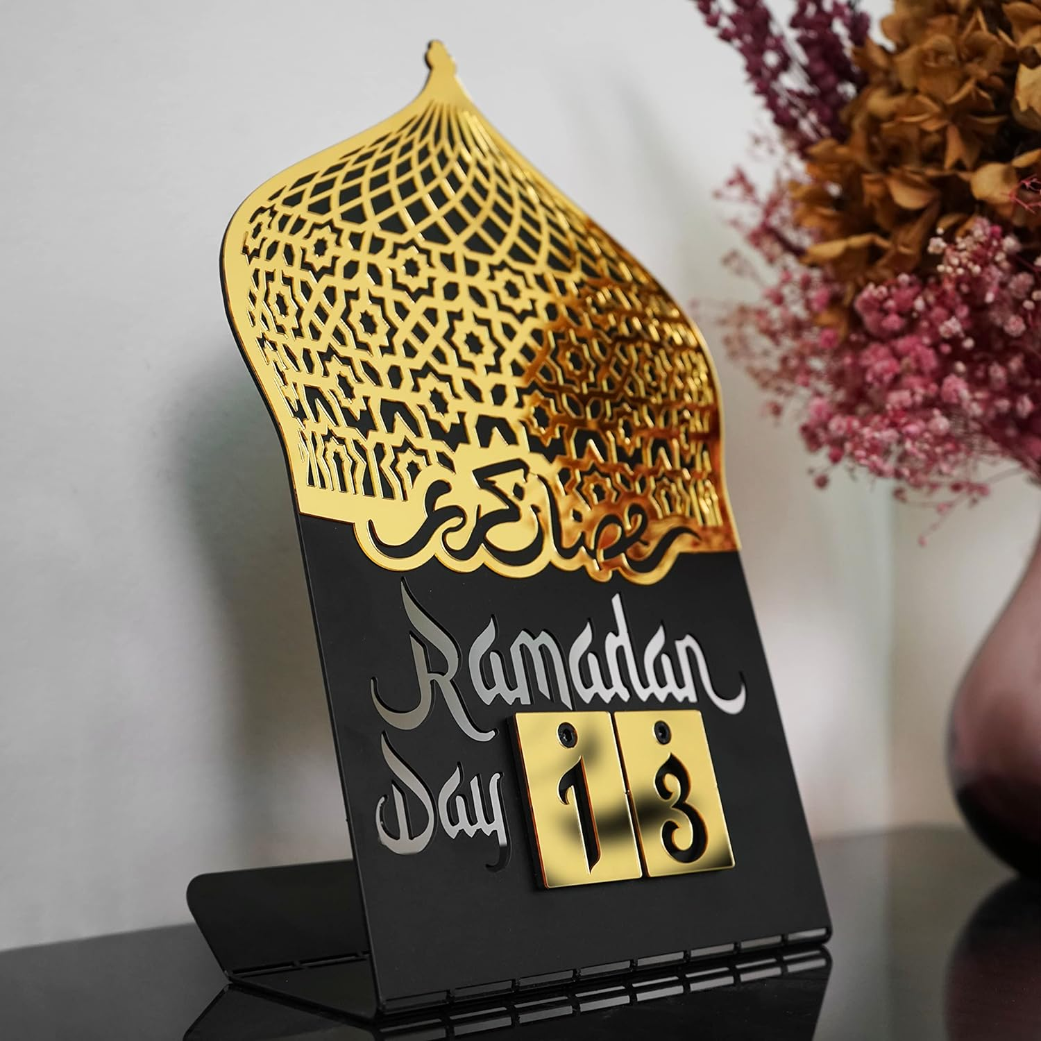 Ramadan Calendar | Days of Ramadan | Countdown to Eid | Good Deeds Calendar | Ramadan Eid Decoration | Present for Muslims | Table Decor | (Gold) image number 5