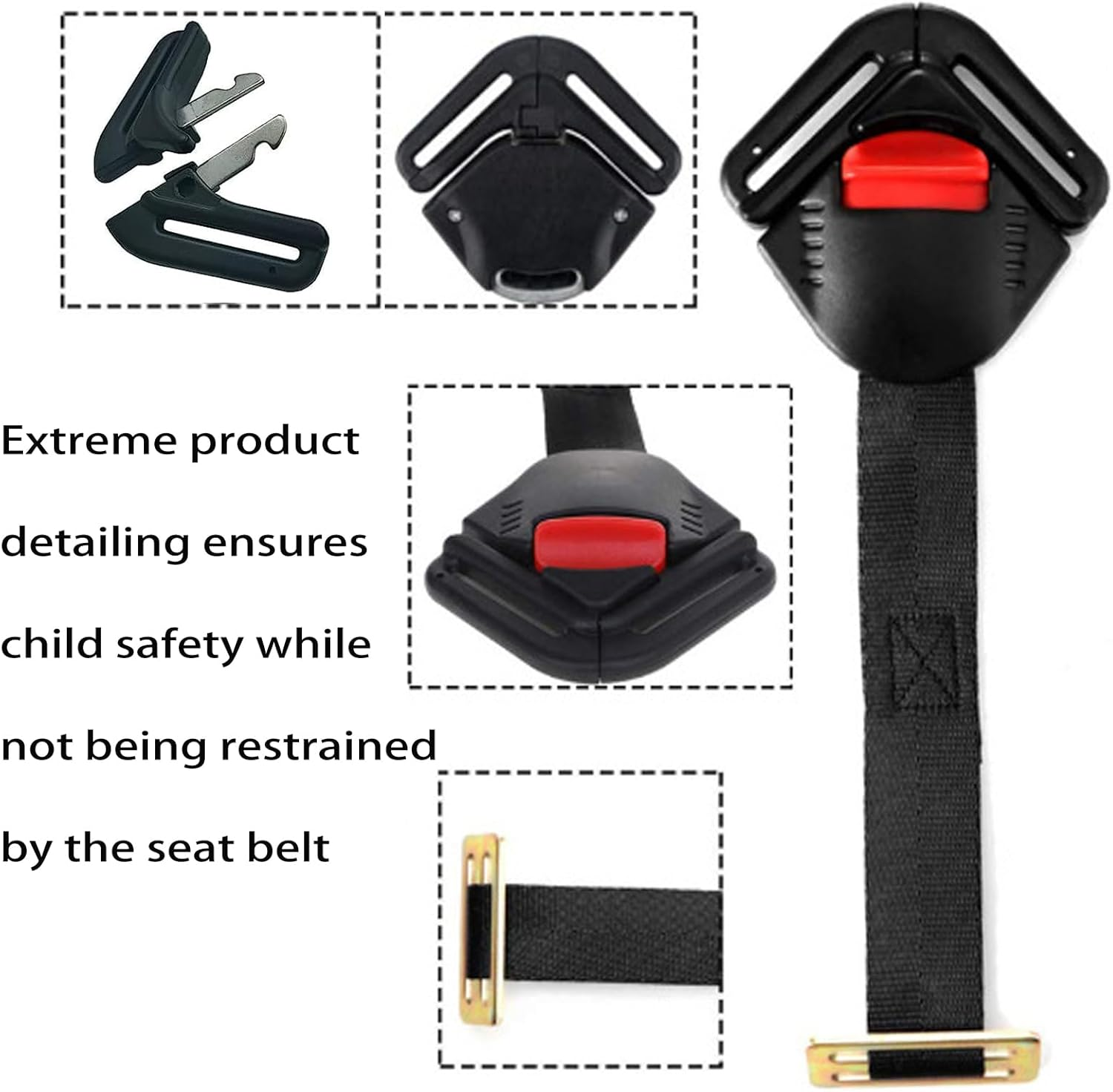 Child Car Seat Toddler Harness Clip Fixed Lock Buckle 5 Point Adjustable Strap Locking Buckle Clip for Stroller High Chair Kid Pushchair
