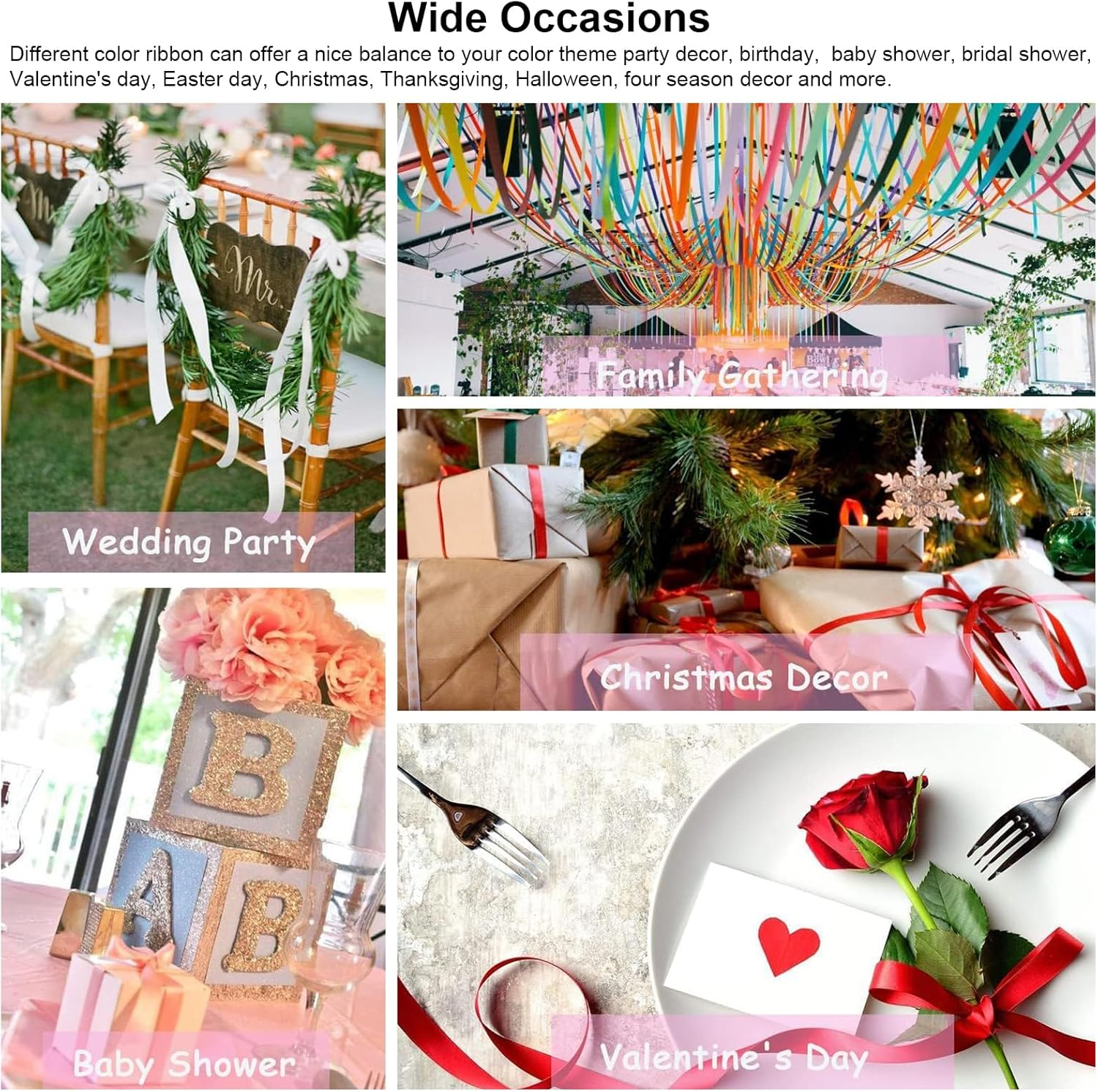 1 Roll of 10Mm X 25 Yards / 22 Metres Satin Ribbon,For Gifts Wrap Sew Party, Decorations Events Dress Wedding Christmas Crafts, Bows Car, DIY, Bouquets, Cake (Sage Green) - Sage Green image number 5