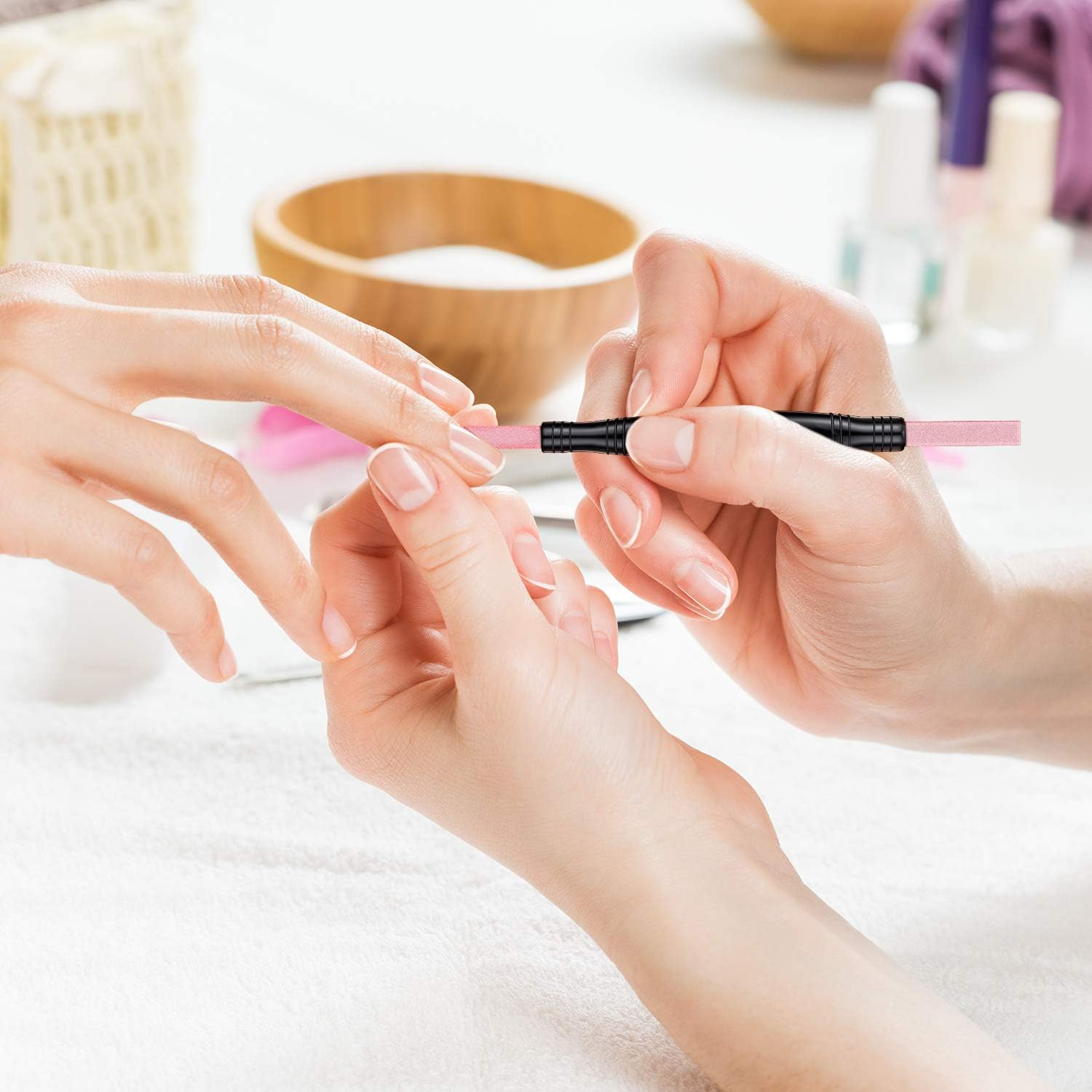 Mudder 6 Pieces Pumice Stone Nail File Stone Sanding Nail File Cuticle Remover Stick Double-Headed Polishing Pen for Household Beauty Salon Fingernail Toenail Peeling Dead Skin Repairing