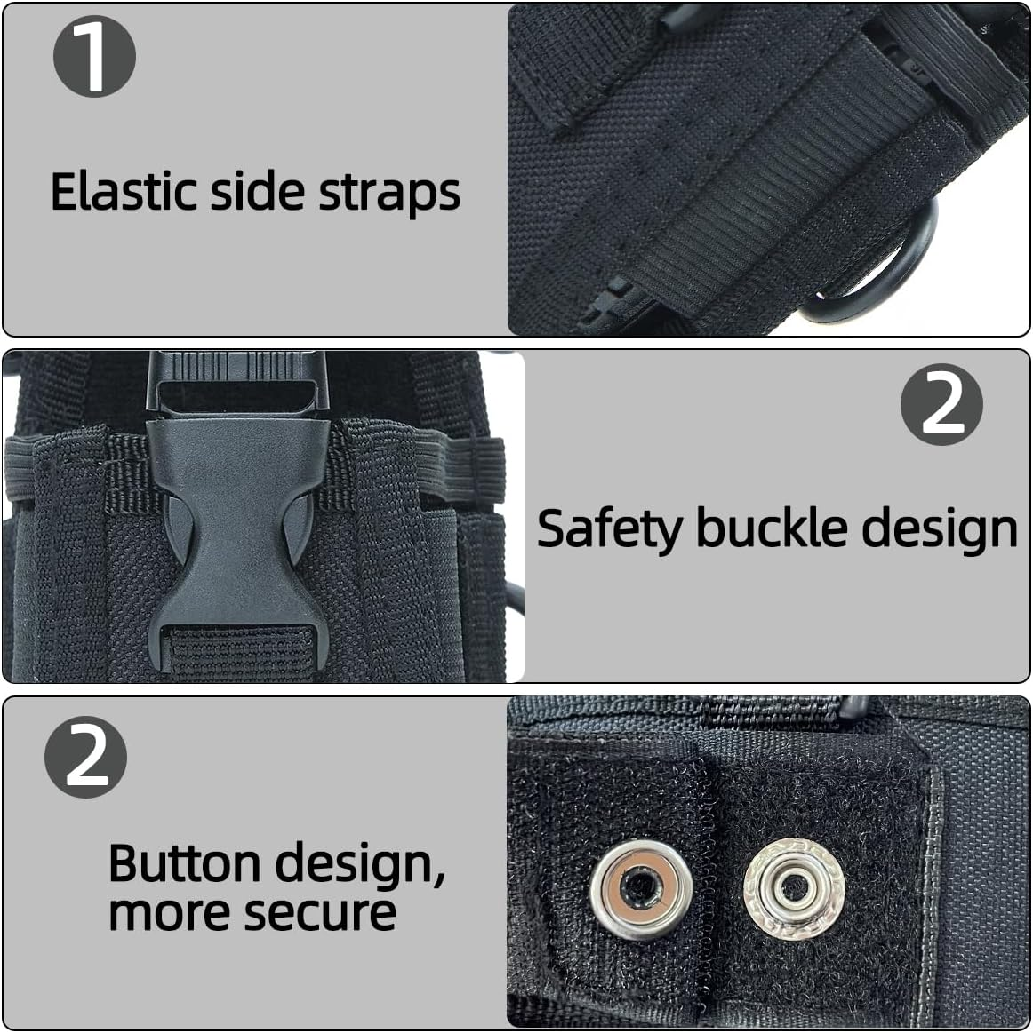 2Pack MSC-20E Two Way Radio Nylon Pouch Case Handsfree Holder for Baofeng UV-5R UV-9R plus UV-S9 plus Motorola GP340 GP328 GP68 GP88 image number 4