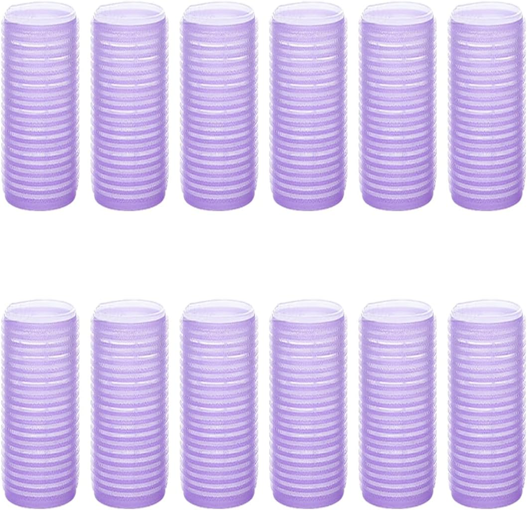 LQIOACU Pack of 12 Hair Rollers, Small Hair Crimper, Curler Self-Adhesive Set, Hair Roller, Hair Rollers Curls for Long Medium Small Hair, 1.5 Cm, Light Purple image number 3